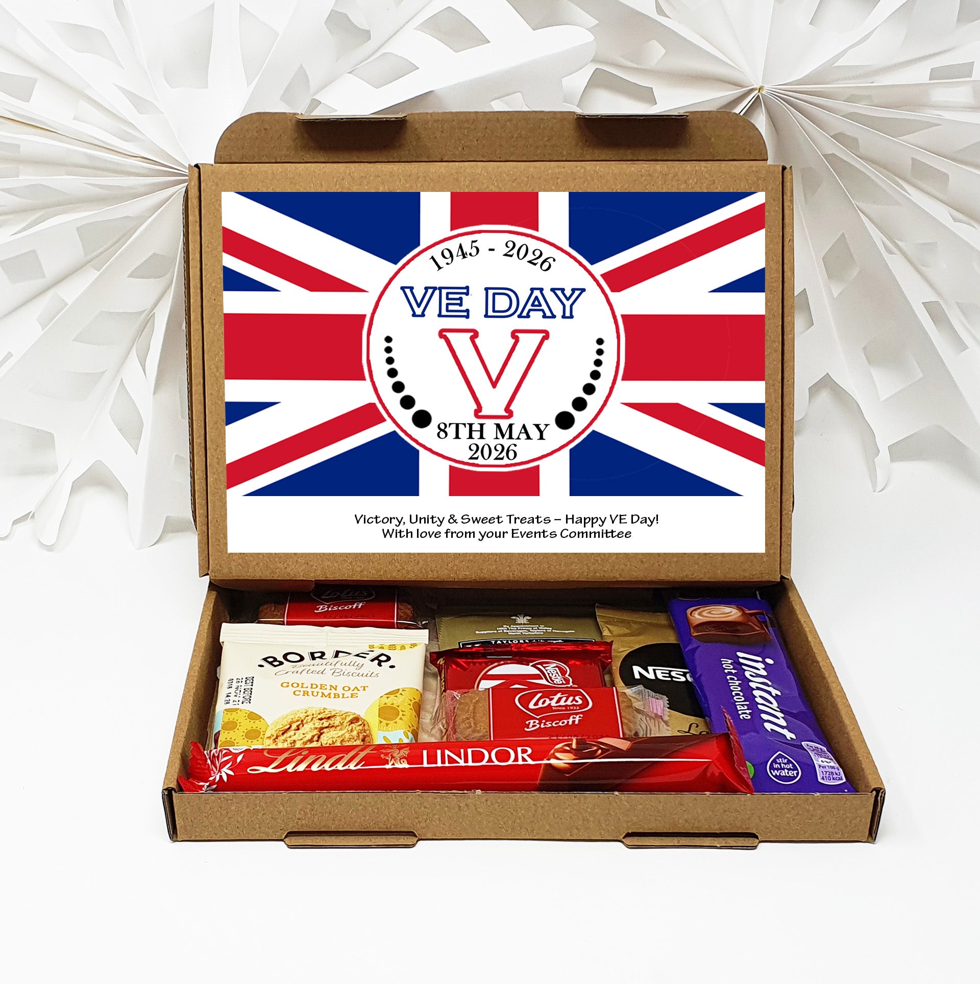 Personalised VE Day Treat Box – British Sweets, Chocolates & Biscuits | Letterbox Gift for History Lovers | WWII Remembrance Treats Gifts