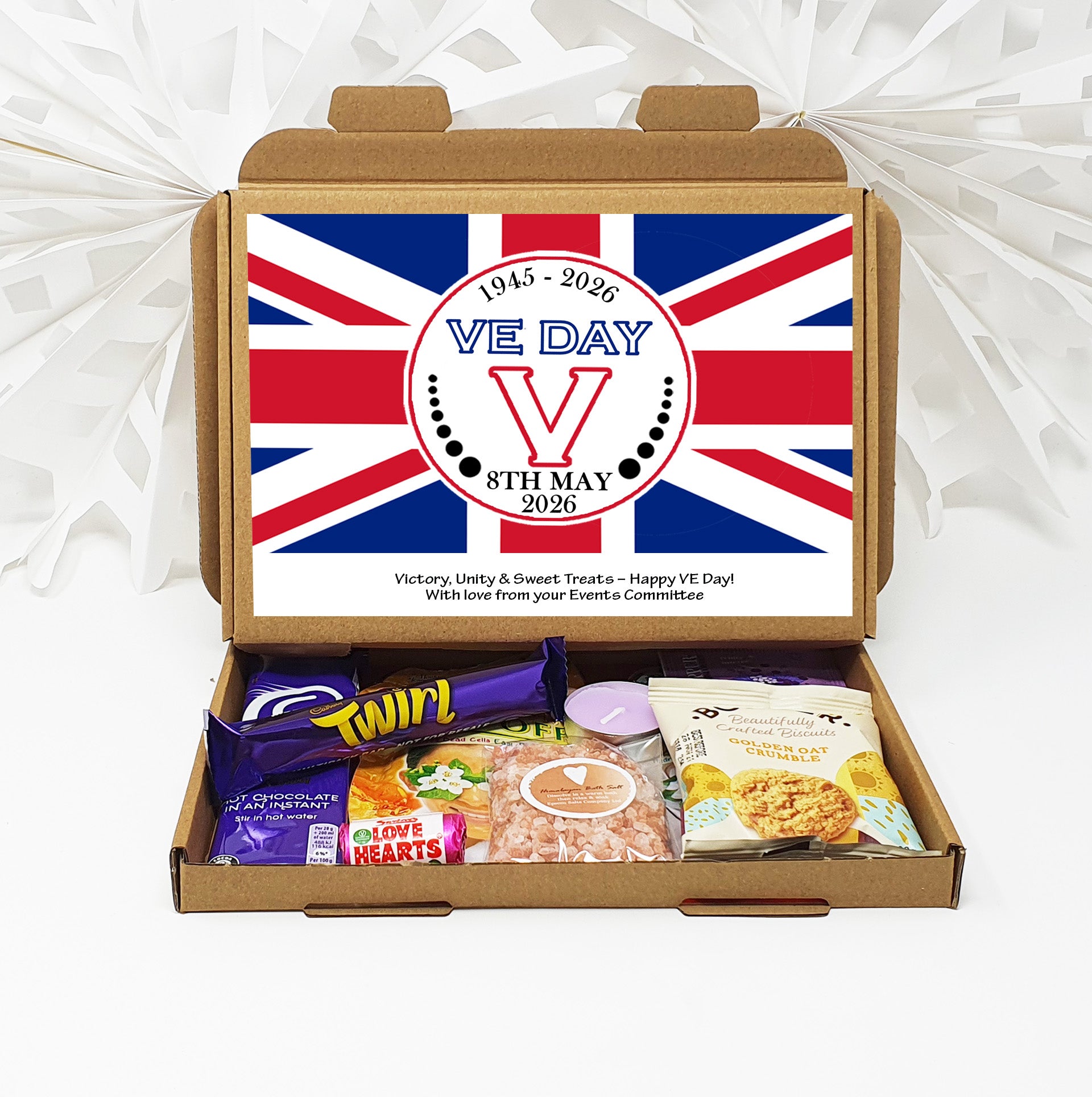 Personalised VE Day Treat Box – British Sweets, Chocolates & Biscuits | Letterbox Gift for History Lovers | WWII Remembrance Treats Gifts