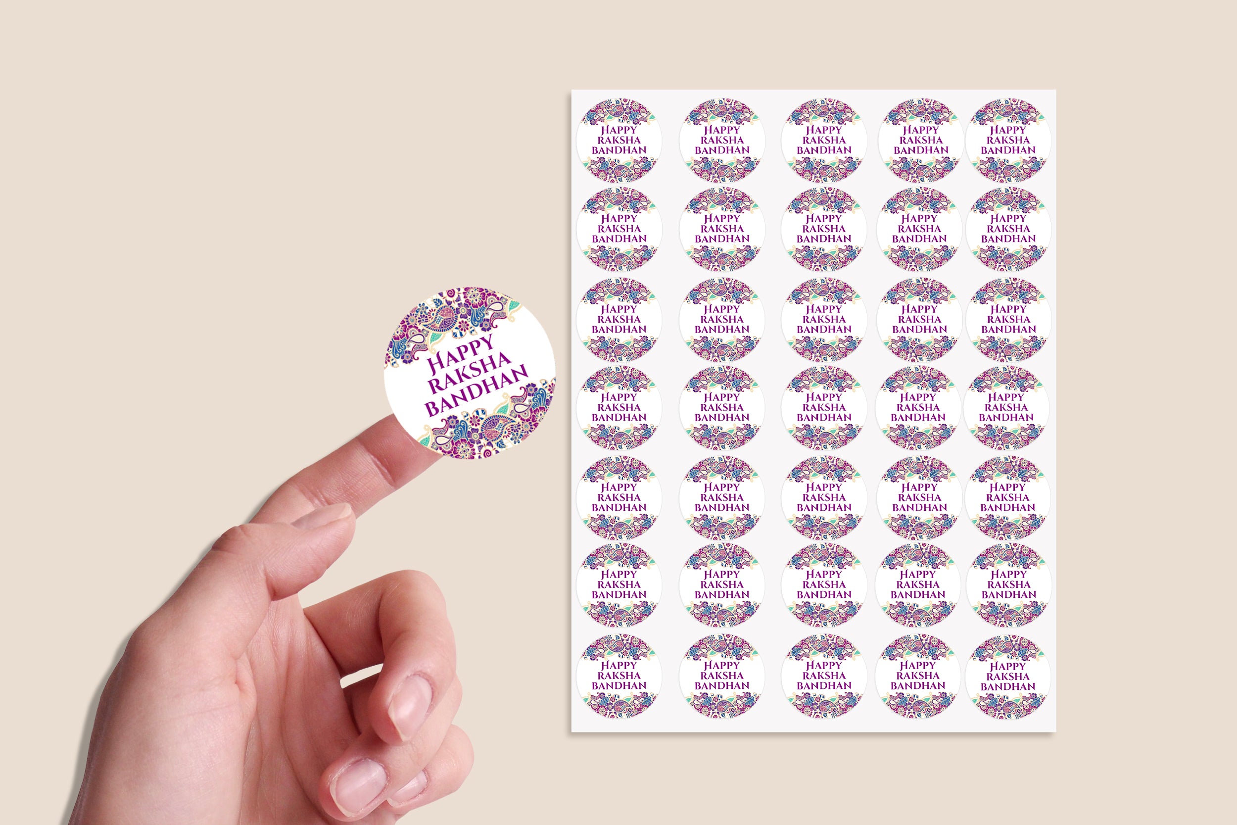 Raksha Bandhan Gift Stickers – Rakhi Celebration Favour Labels x 35 – Custom Festival Tags Methai