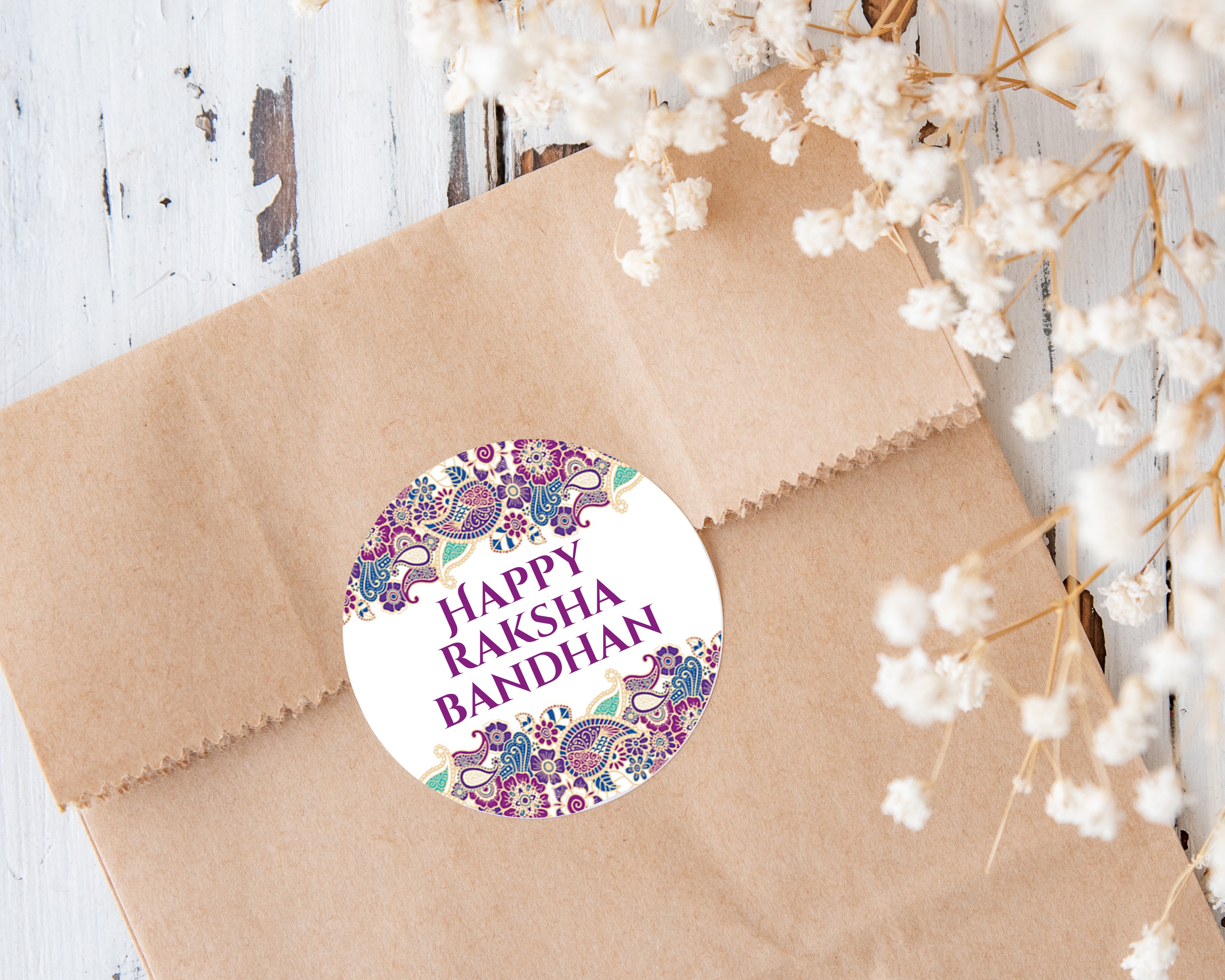 Raksha Bandhan Gift Stickers – Rakhi Celebration Favour Labels x 35 – Custom Festival Tags Methai