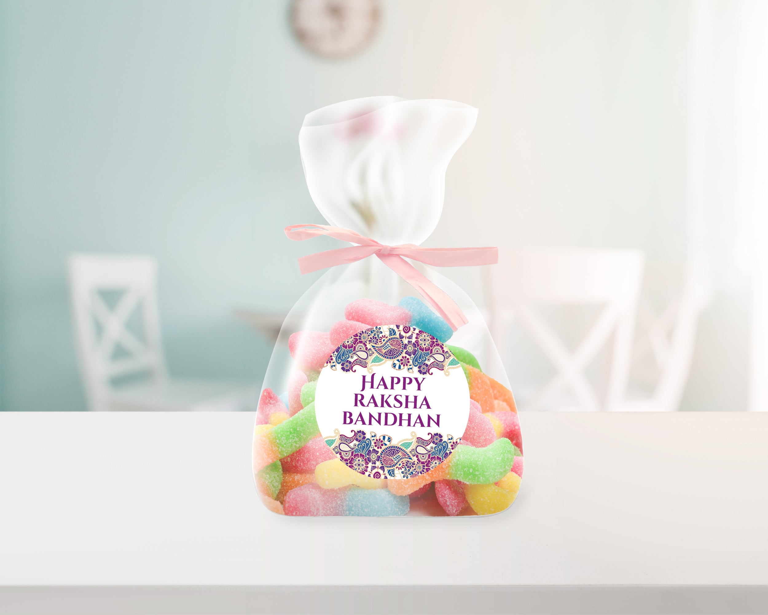 Raksha Bandhan Gift Stickers – Rakhi Celebration Favour Labels x 35 – Custom Festival Tags Methai