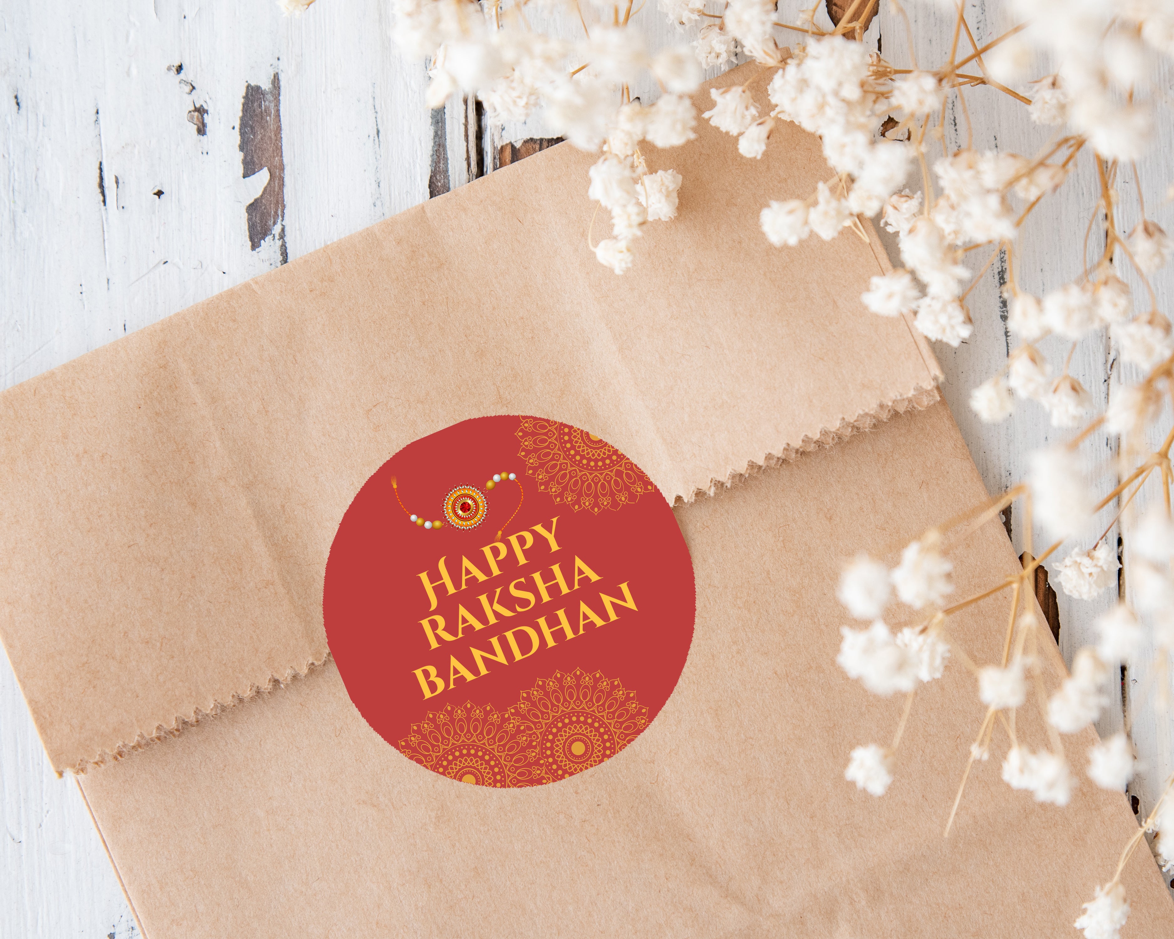 Raksha Bandhan Gift Stickers – Rakhi Celebration Favour Labels x 35 – Custom Festival Tags Methai