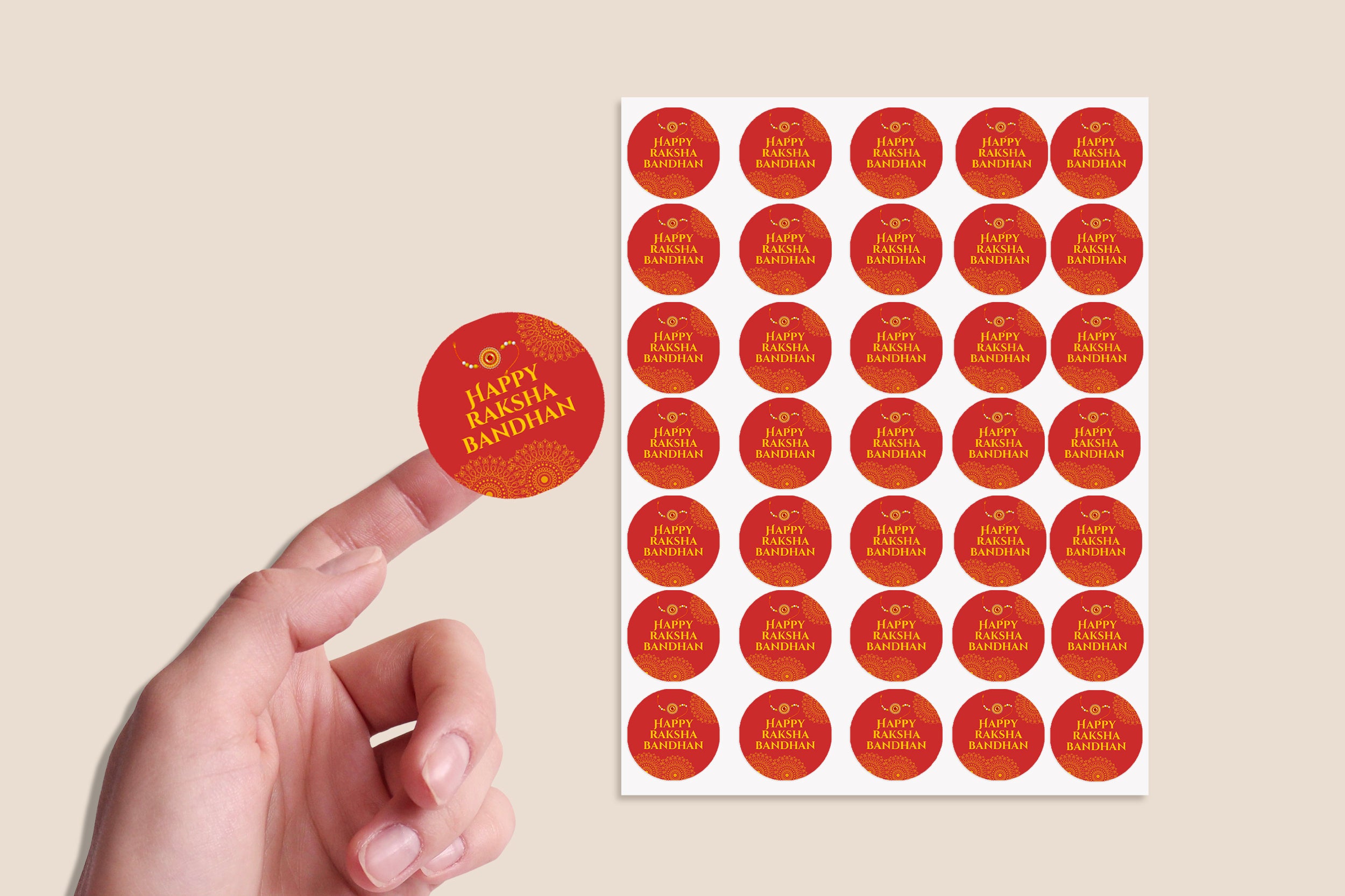 Raksha Bandhan Gift Stickers – Rakhi Celebration Favour Labels x 35 – Custom Festival Tags Methai