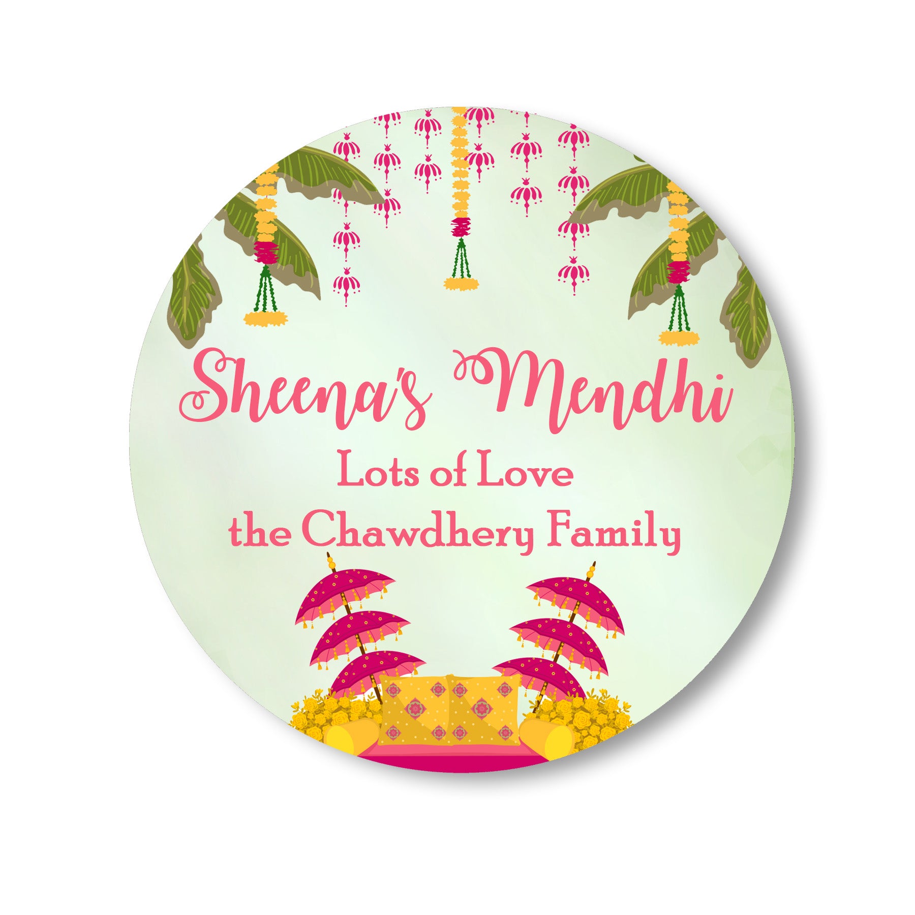 Personalised Mehendi / Mendhi Night Wedding Celebration Event Favour Gift x 35 Stickers