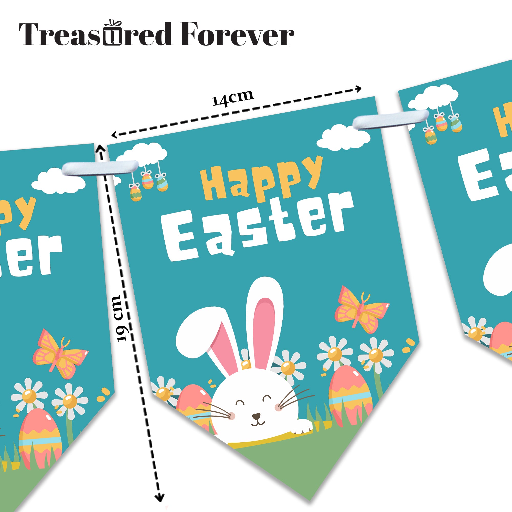 Happy Easter Spring Bunting | Easter Party Decoration | Pastel Pendant Banner | Home & Garden Decor | 12 Flags