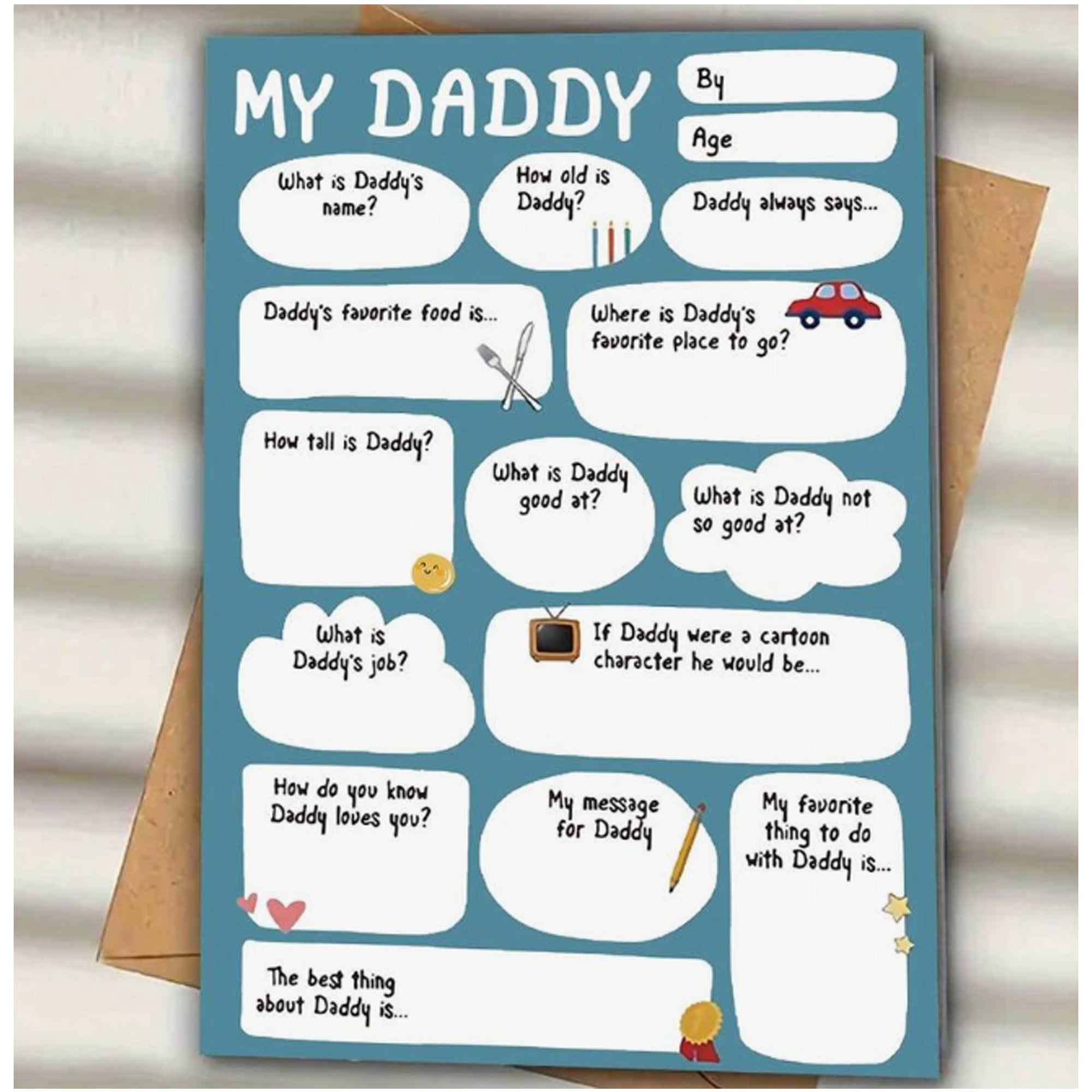 Personalised Dad Card – Funny Fill-in-the-Blanks QA Keepsake | Father’s Day or Birthday DIY Card from Kids  Toddlers | Best Dad Ever Gift