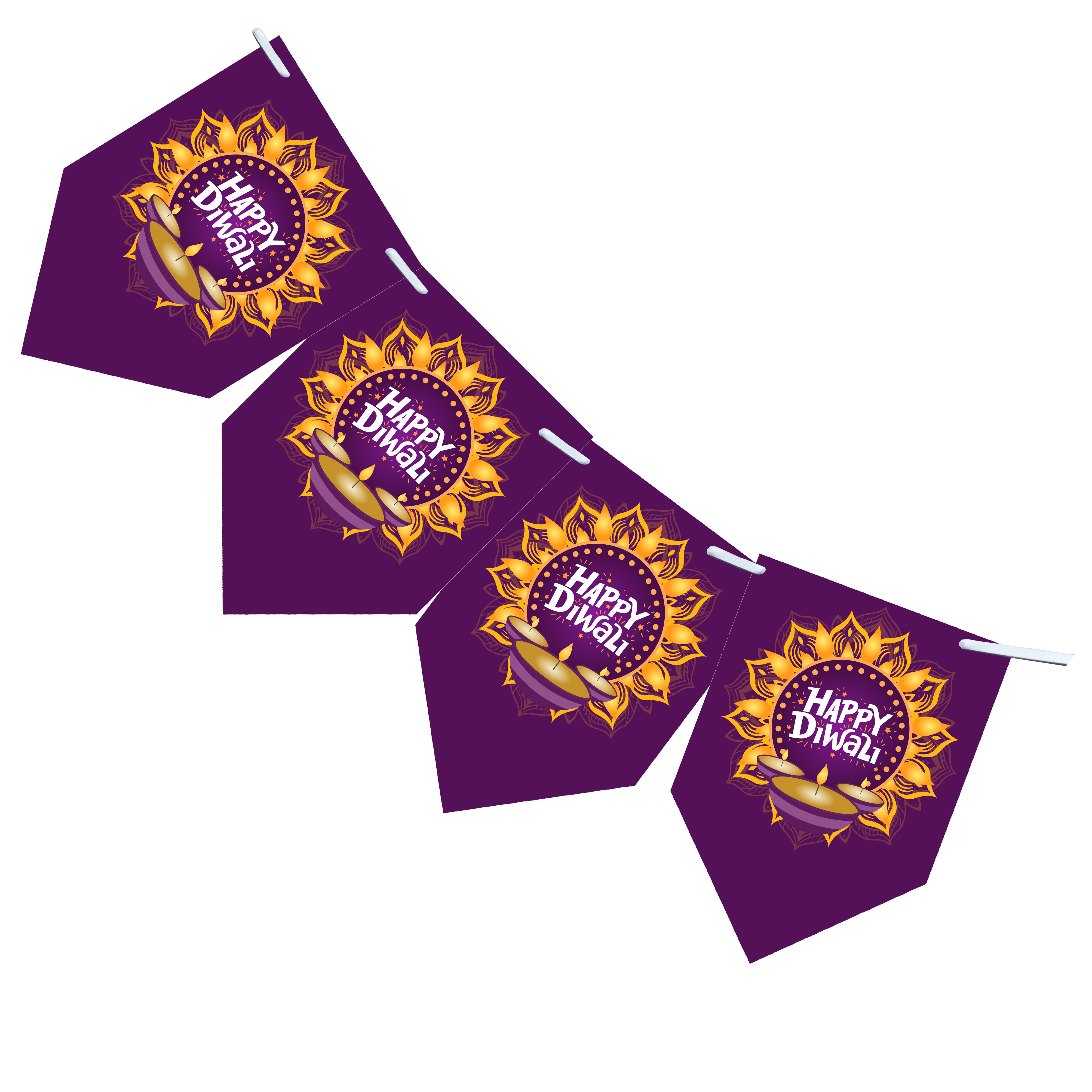 HAPPY DIWALI BANNER. Diwali festival banner bunting Colourful Diwali decorations x 12 flags