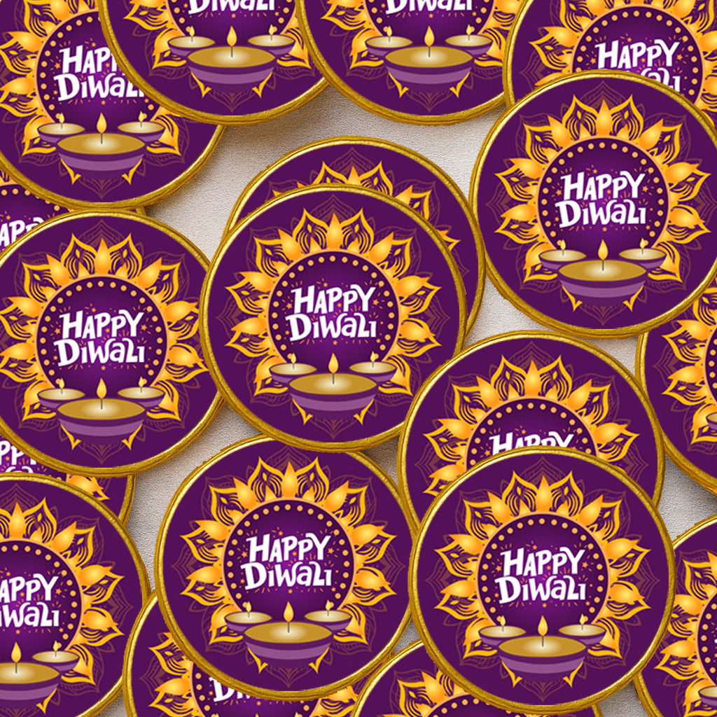 Diwali Chocolate Coins with Stickers – Festive Party Favours, Return Gifts, Family Treats & Methai  Goodies Bulk Options Available