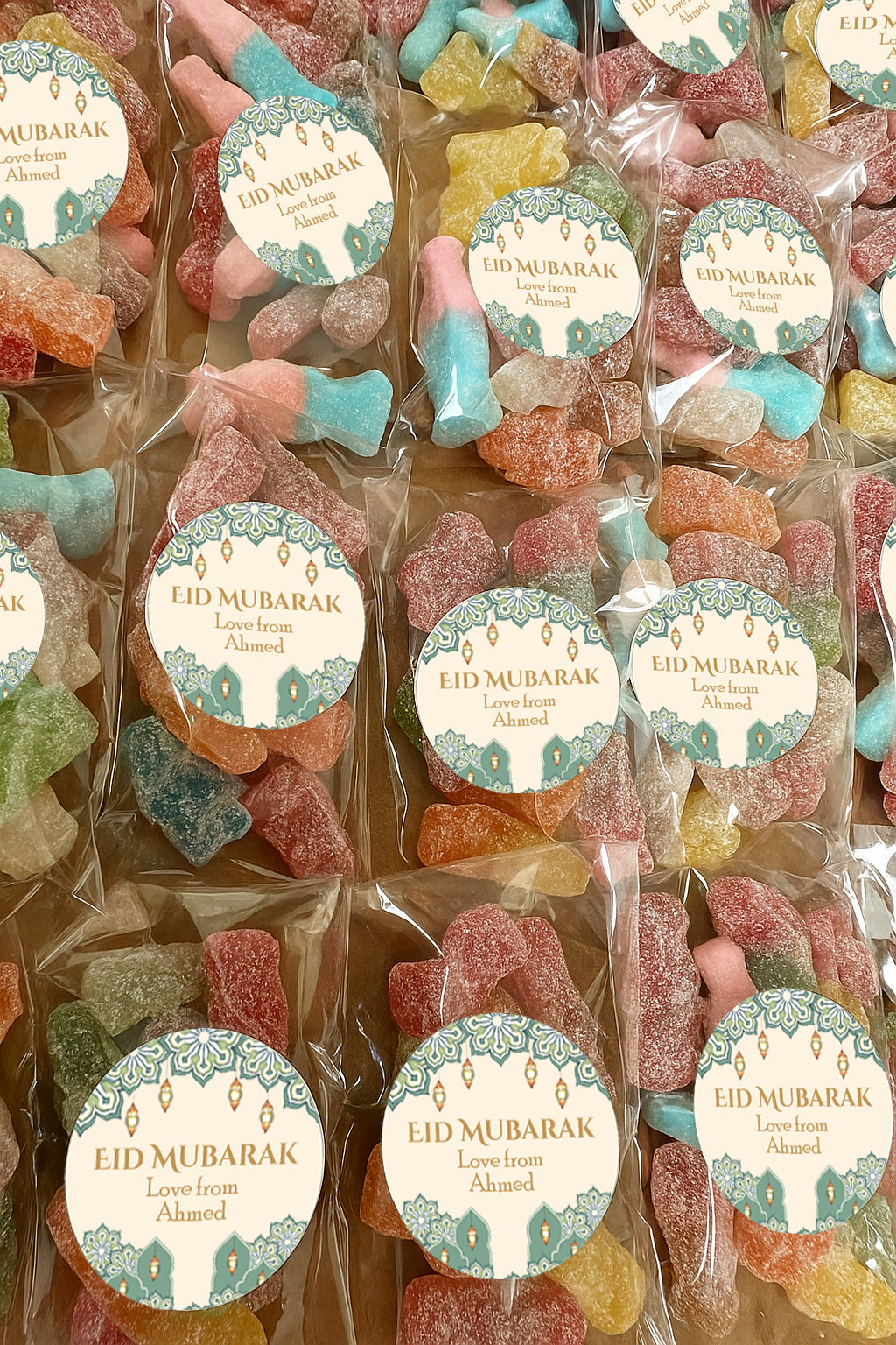 Personalised Eid Mubarak Sweet bags Stickers Ramadan Mubarak Sweets | Halal Sweet Cones | Eid Sweets Party Favours | Gifts for Ramadan