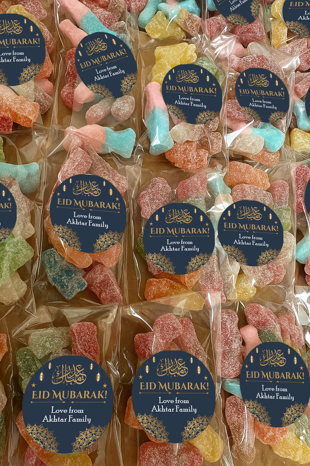Personalised Eid Mubarak Sweet bags Stickers Ramadan Mubarak Sweets | Halal Sweet Cones | Eid Sweets Party Favours | Gifts for Ramadan