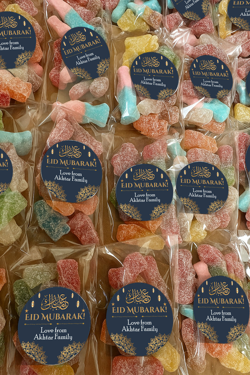 Personalised Eid Mubarak Sweet bags Stickers Ramadan Mubarak Sweets | Halal Sweet Cones | Eid Sweets Party Favours | Gifts for Ramadan