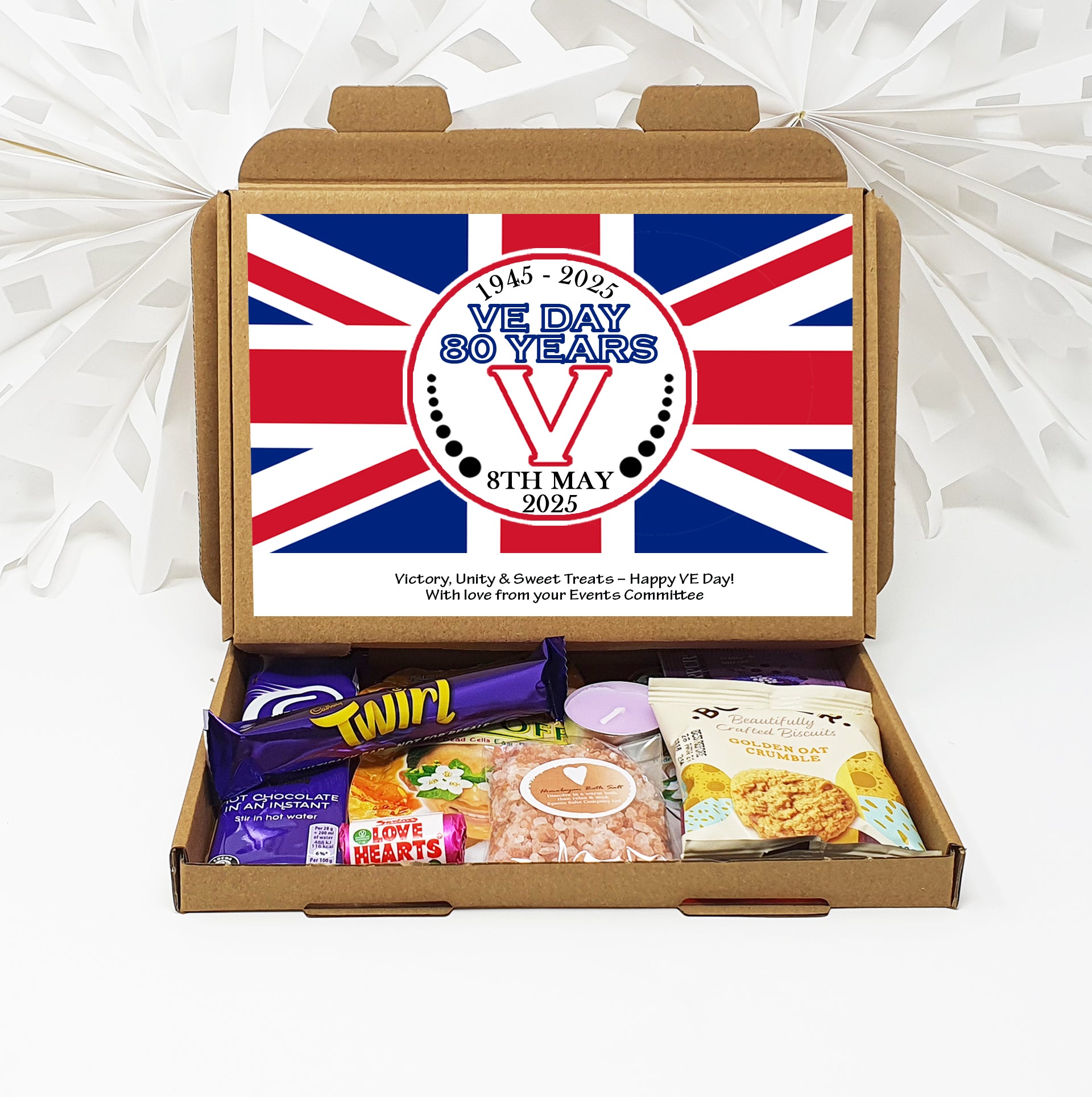 Personalised VE Day Treat Box – British Sweets, Chocolates & Biscuits | Letterbox Gift for History Lovers | WWII Remembrance Treats Gifts
