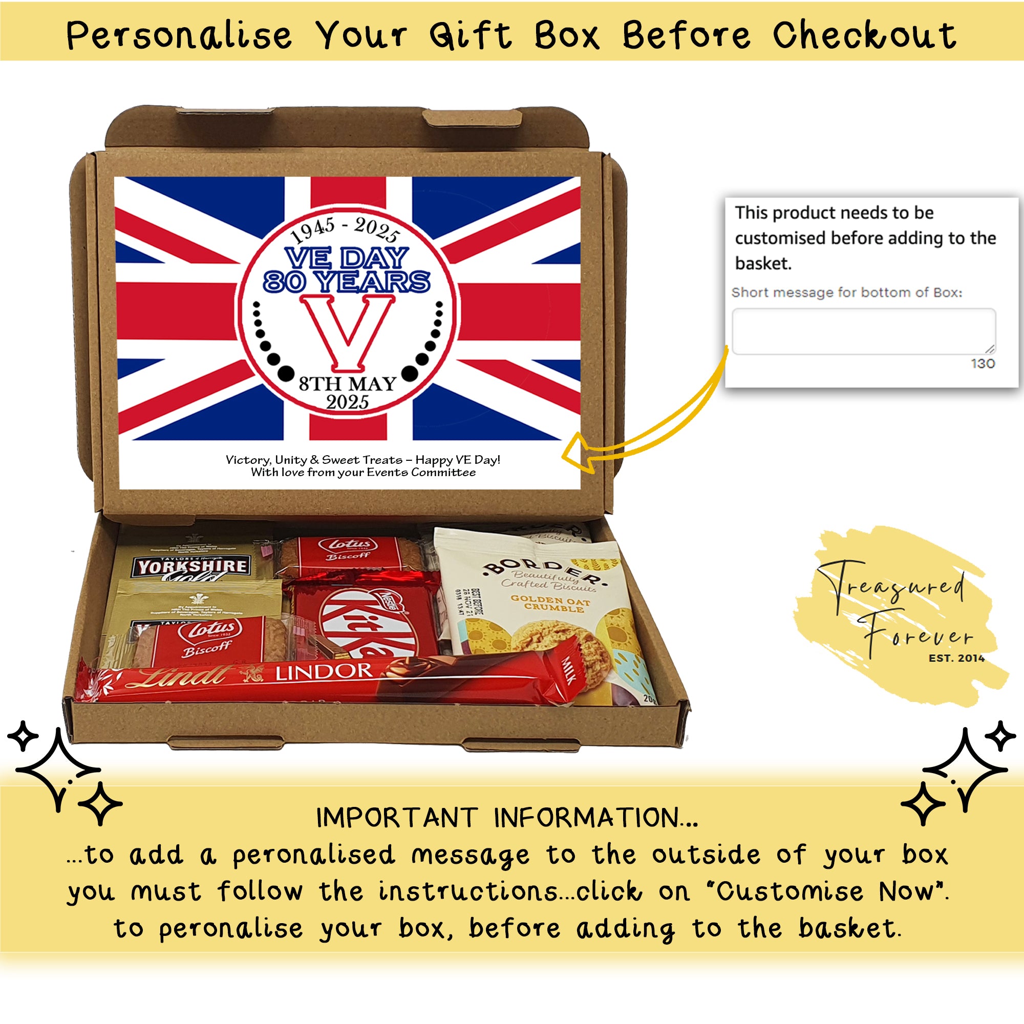 Personalised VE Day Treat Box – British Sweets, Chocolates & Biscuits | Letterbox Gift for History Lovers | WWII Remembrance Treats Gifts