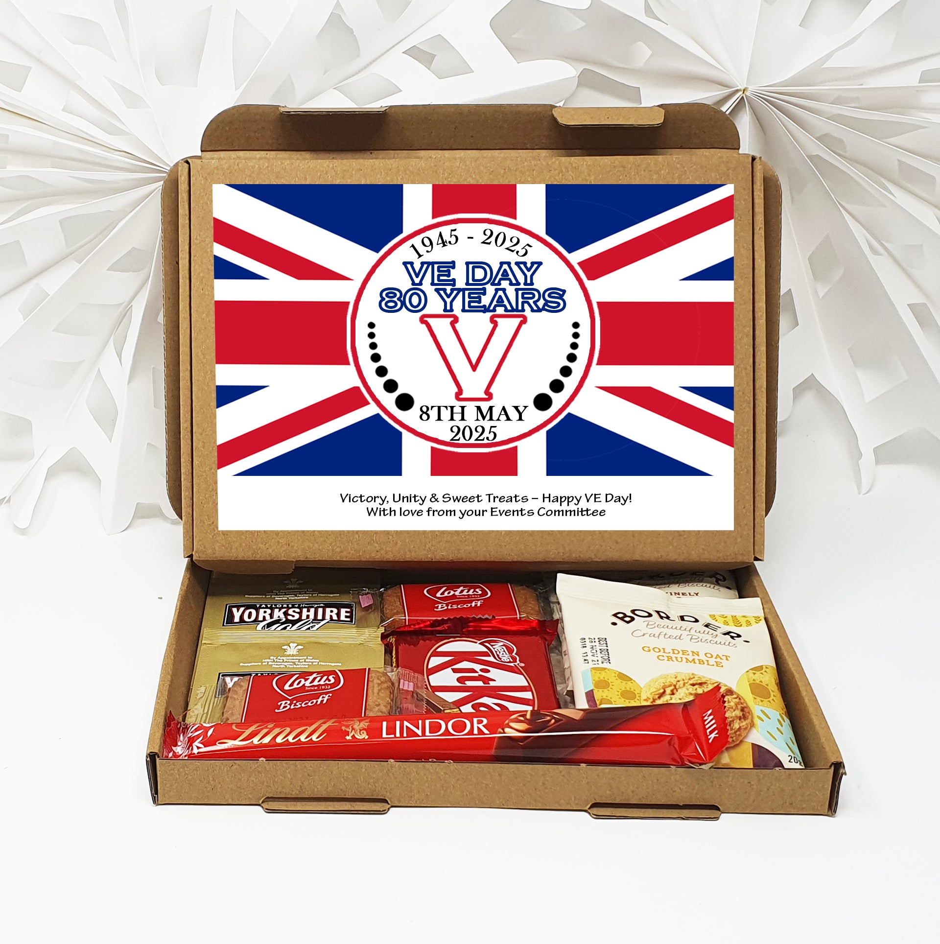 Personalised VE Day Treat Box – British Sweets, Chocolates & Biscuits | Letterbox Gift for History Lovers | WWII Remembrance Treats Gifts