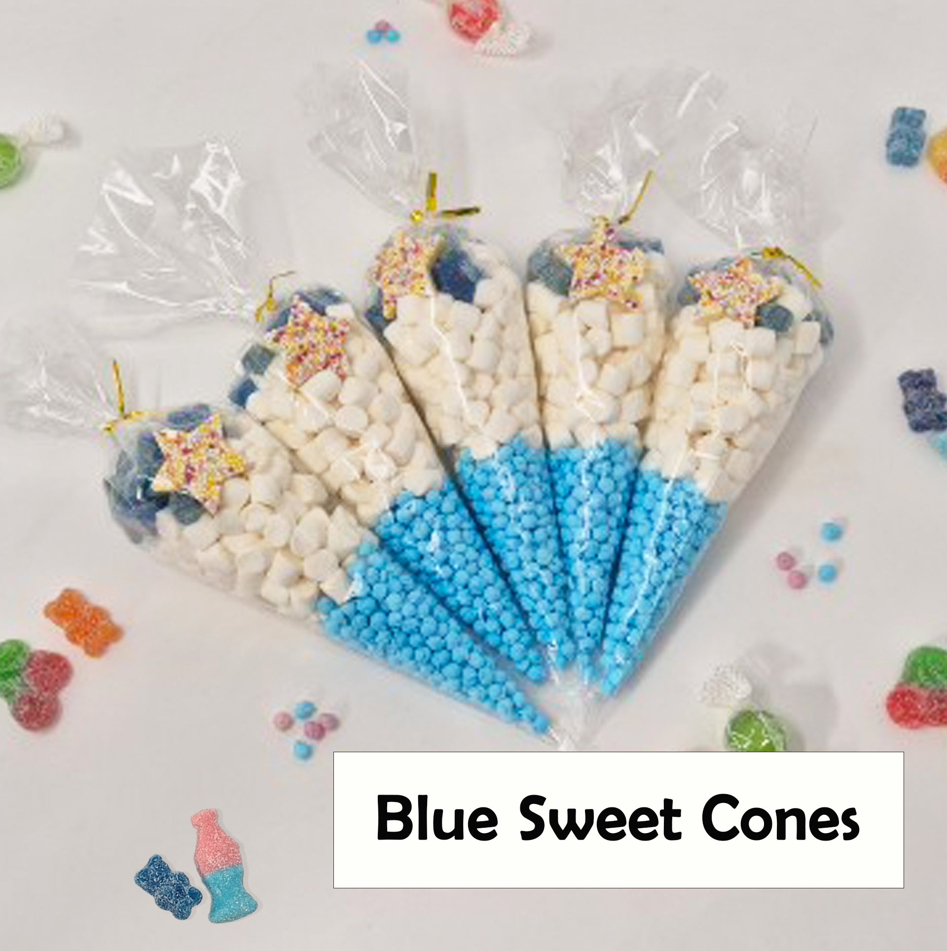 Pre-filled Sweet Cones Party Favours | Party Bags With Optional Personalisation Stickers | many themes |