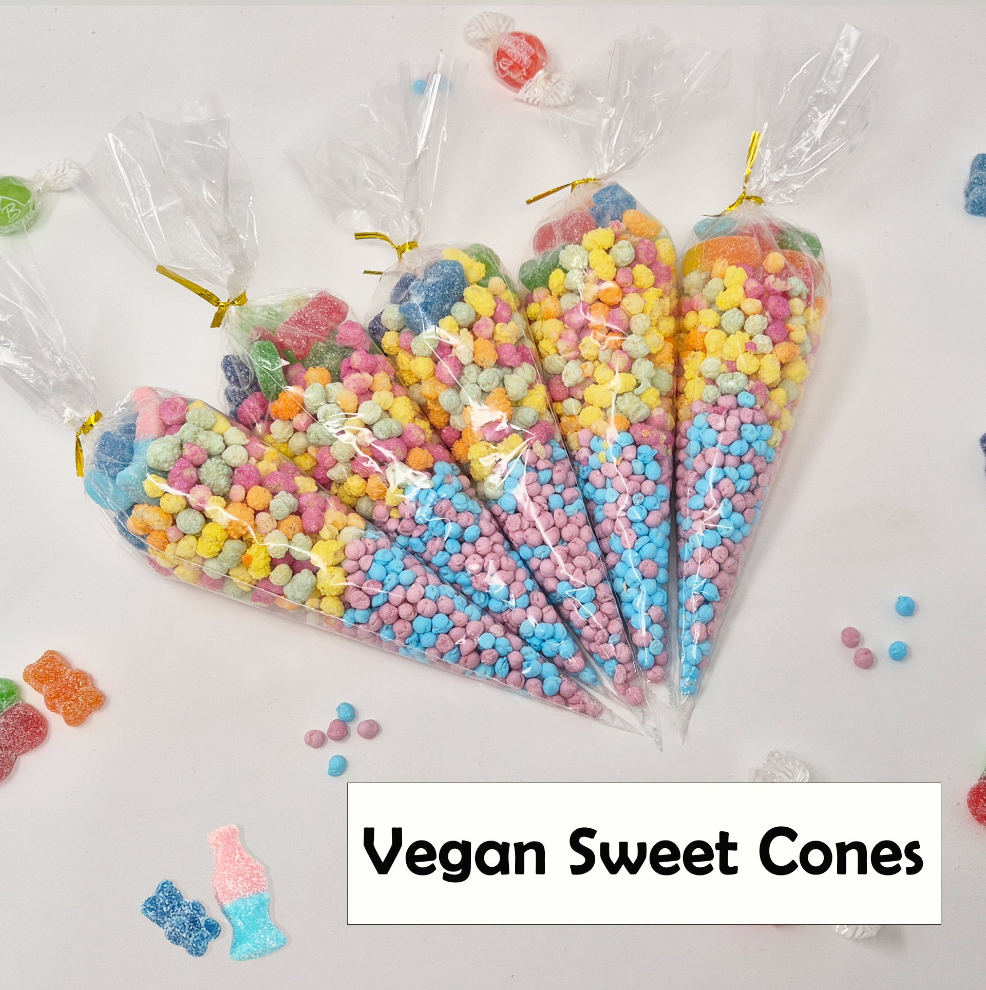 Pre-filled Sweet Cones Party Favours | Party Bags With Optional Personalisation Stickers | many themes |