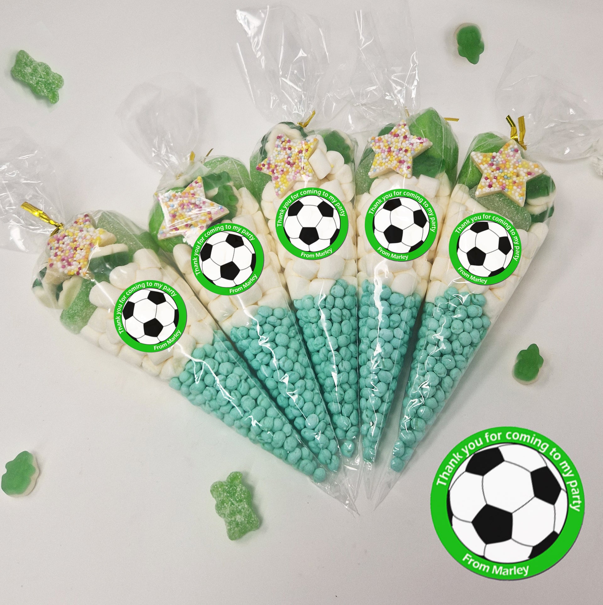 Pre-filled Sweet Cones Party Favours | Party Bags With Optional Personalisation Stickers | many themes |