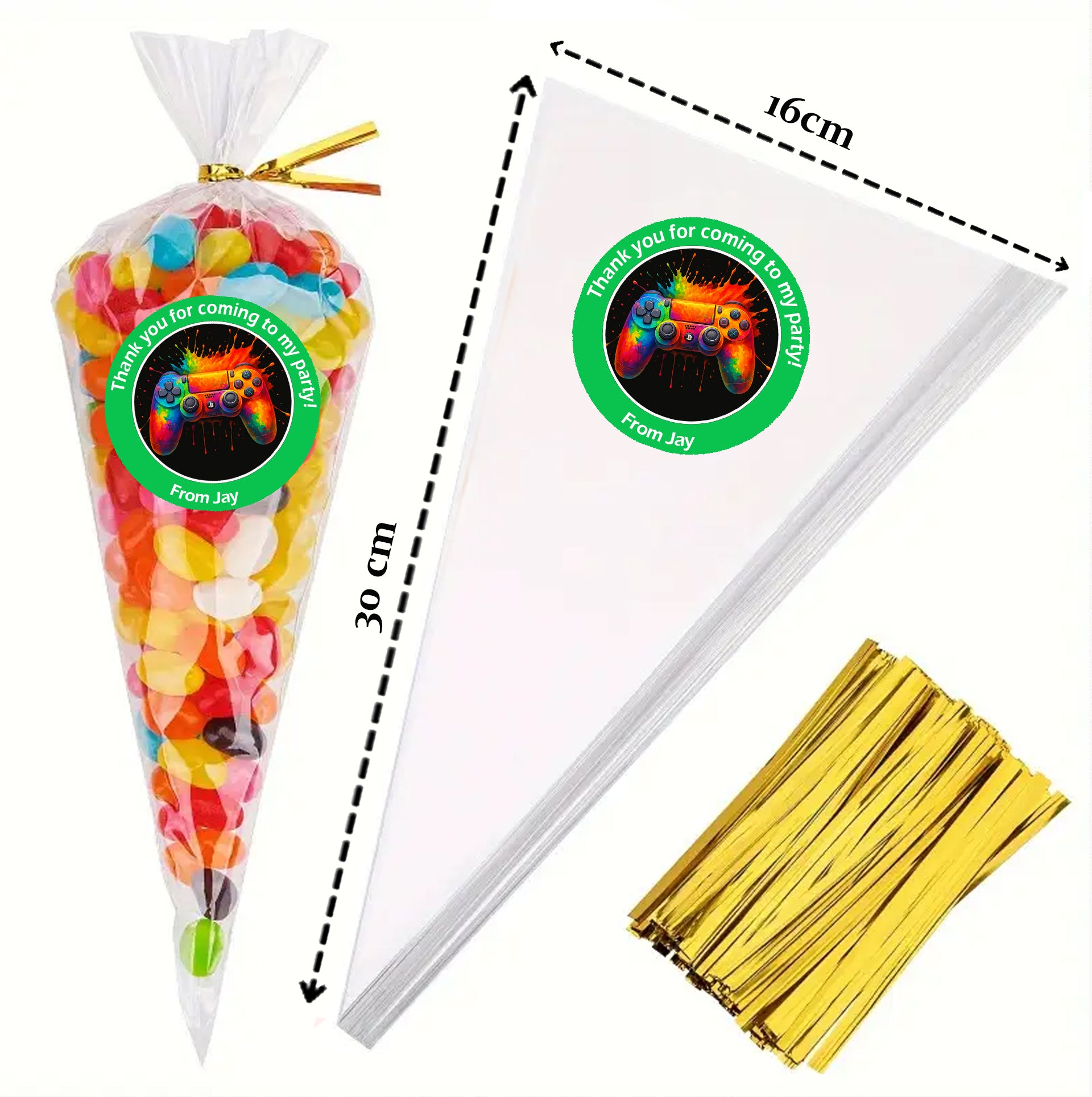 Personalised Gaming Party Stickers – Perfect for Boys’ Birthdays & Sweet ConesLevel Up! Video Game Party Stickers