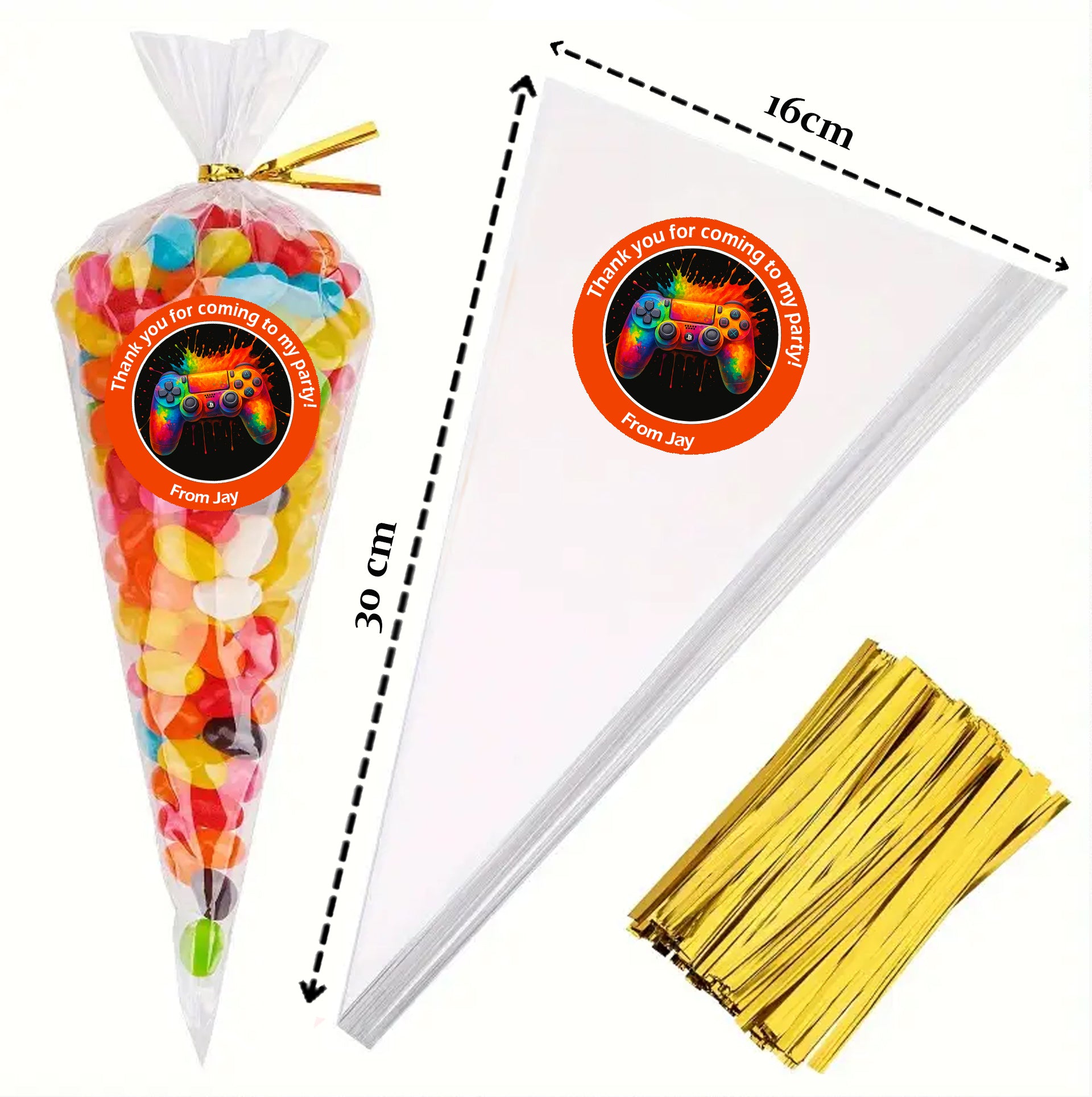 Personalised Gaming Party Stickers – Perfect for Boys’ Birthdays & Sweet ConesLevel Up! Video Game Party Stickers
