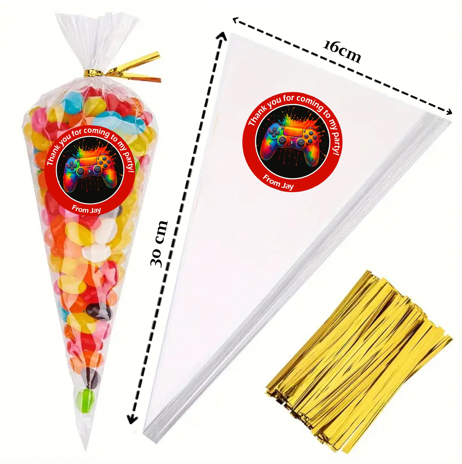 Personalised Gaming Party Stickers – Perfect for Boys’ Birthdays & Sweet ConesLevel Up! Video Game Party Stickers