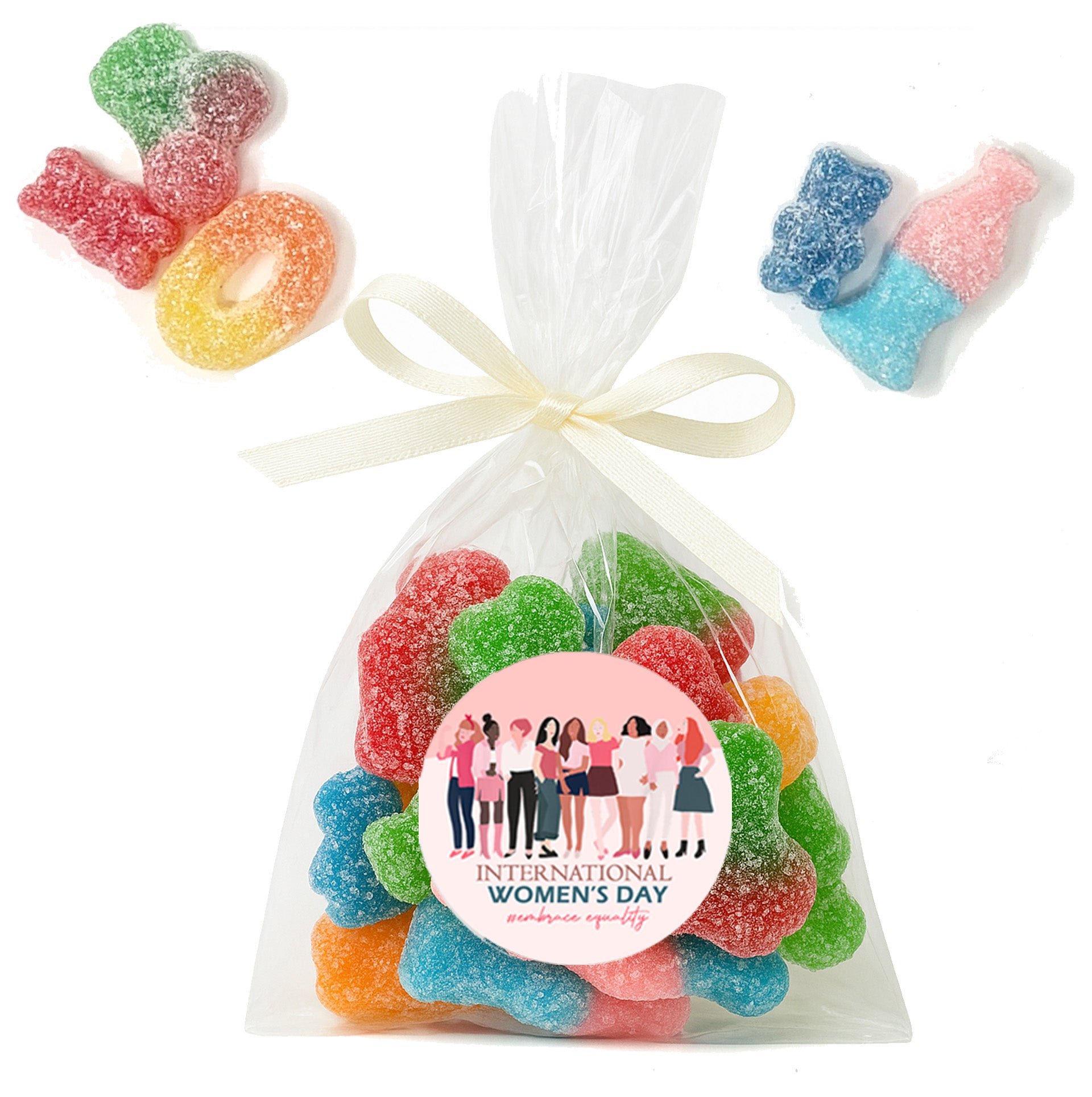 Happy International Women's Day Stickers 2026, Business desk drop Sticker Sweet Cone Bags EmpowerHER: International Women's Day