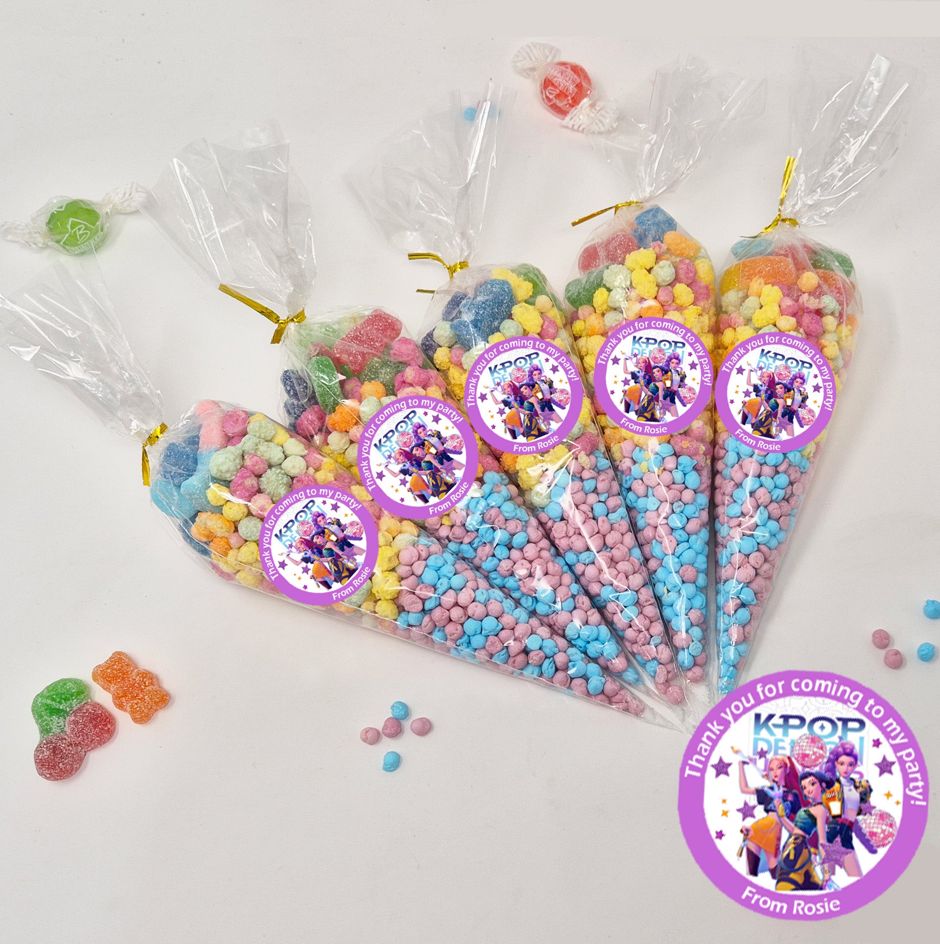 Personalised K-Pop DHunters inspired Sweet Cones| Pick and Mix Sweet Pouches | Thank you favours party bags | K-Pop