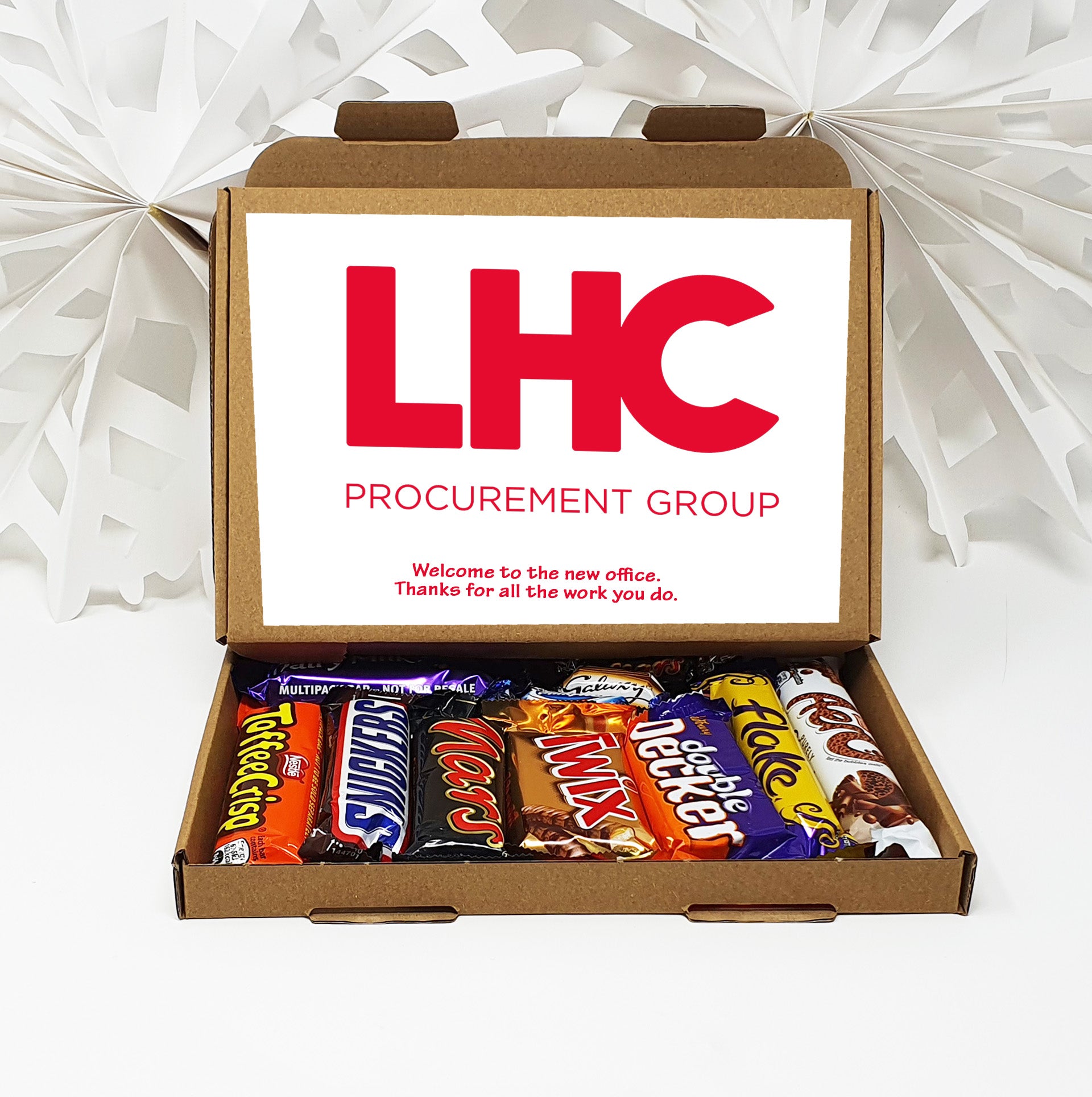 Custom Corporate Treats Box Gift Employee Welcome / Appreciation - Gift for all ages Hug in a box Corporate Employee - Various content