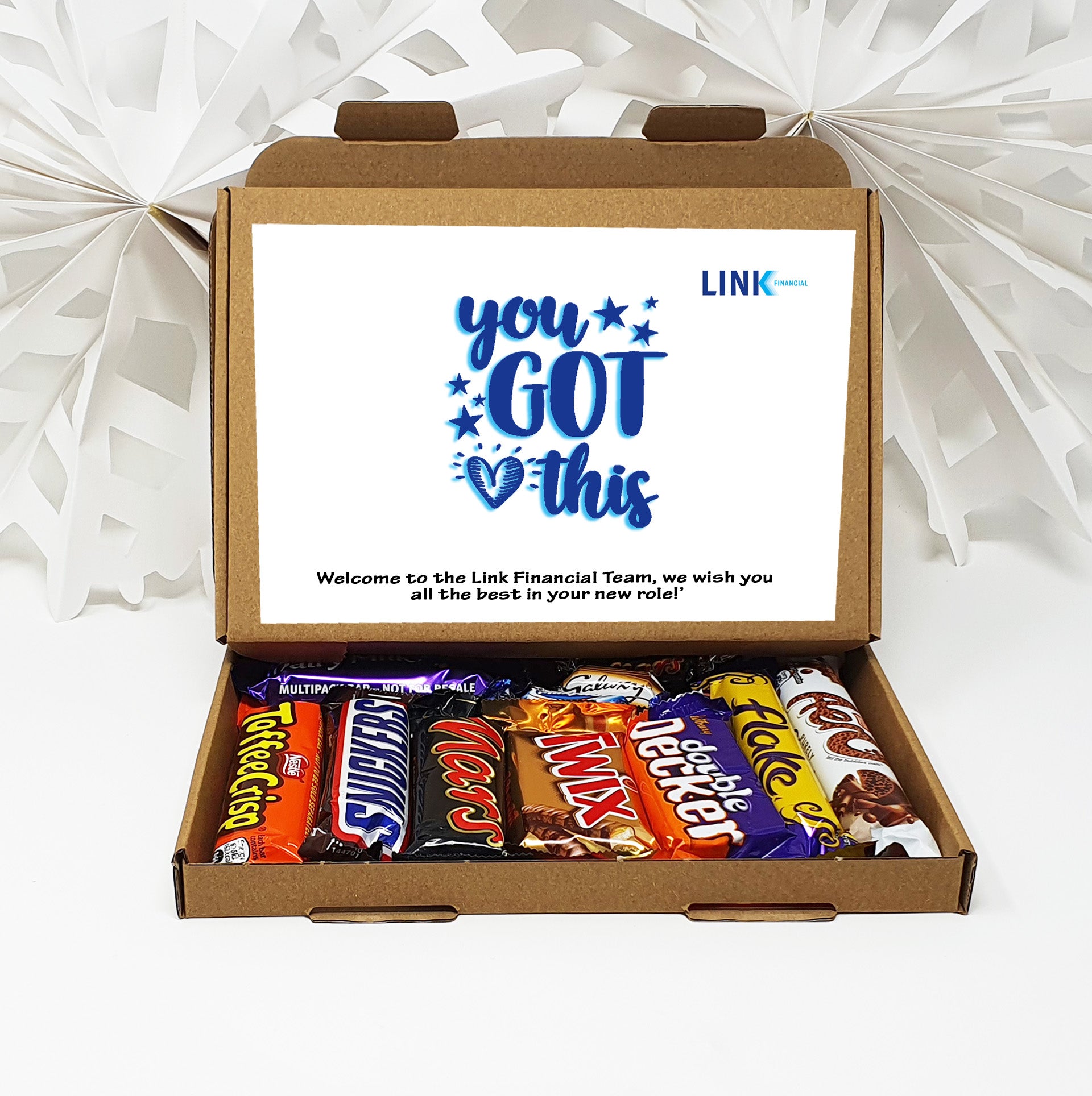 Custom Corporate Treats Box Gift Employee Welcome / Appreciation - Gift for all ages Hug in a box Corporate Employee - Various content