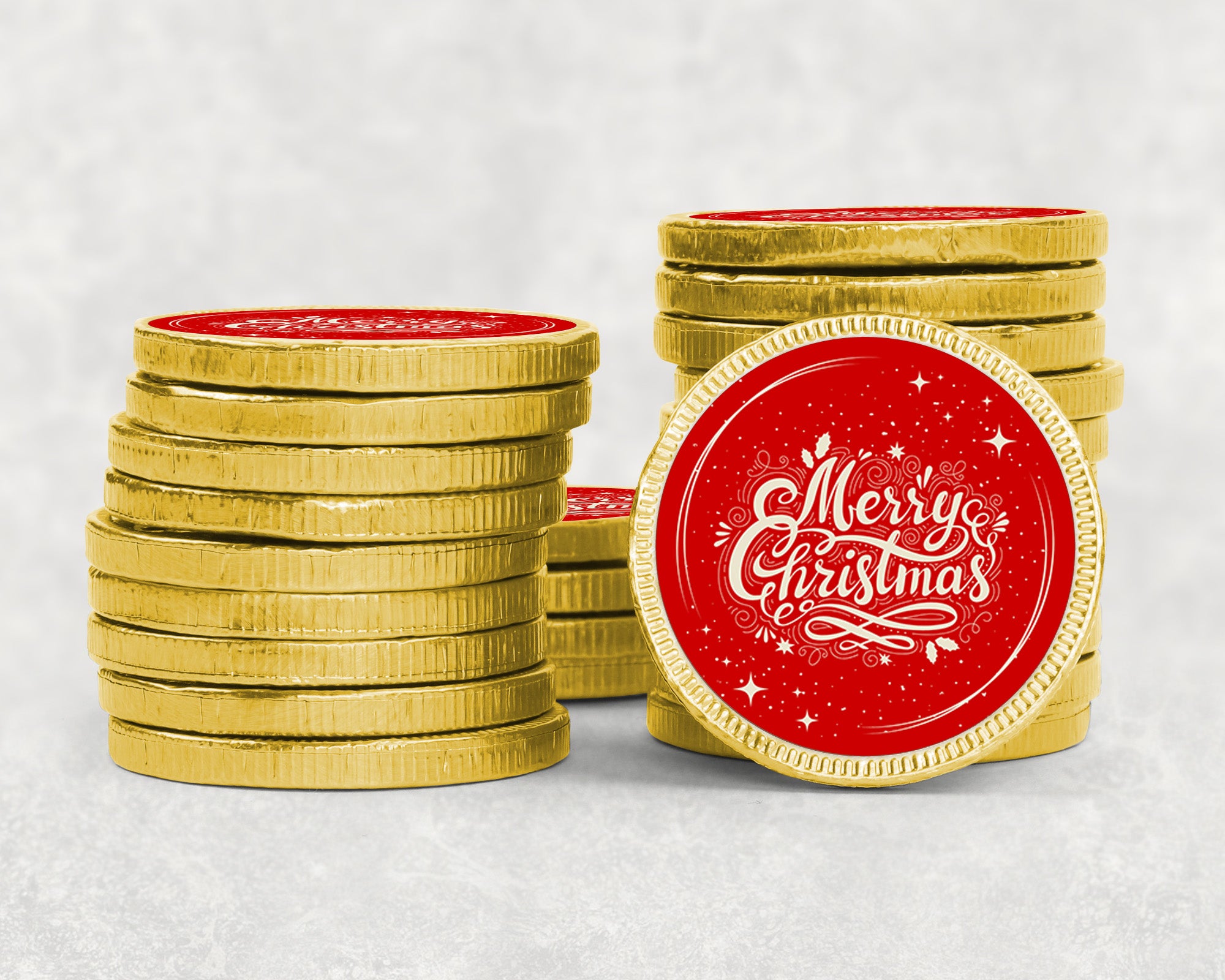Merry Christmas Chocolate Coins & Sticker Party Favors – Kids Party Bag Fillers Festive Holiday Treats – Bulk Option Santa gifts Stocking