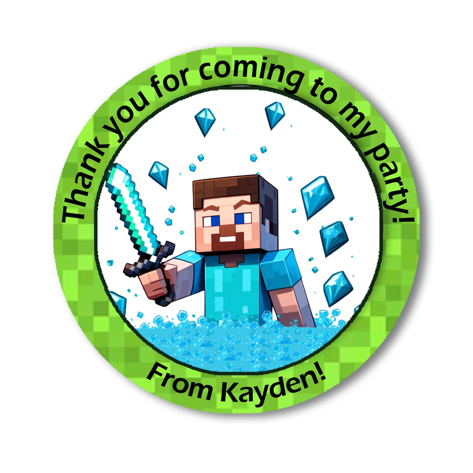 Personalised Gaming MINECRAFT Birthday Stickers For Party Thank You Sweet Cone Bags Labels Various Designs