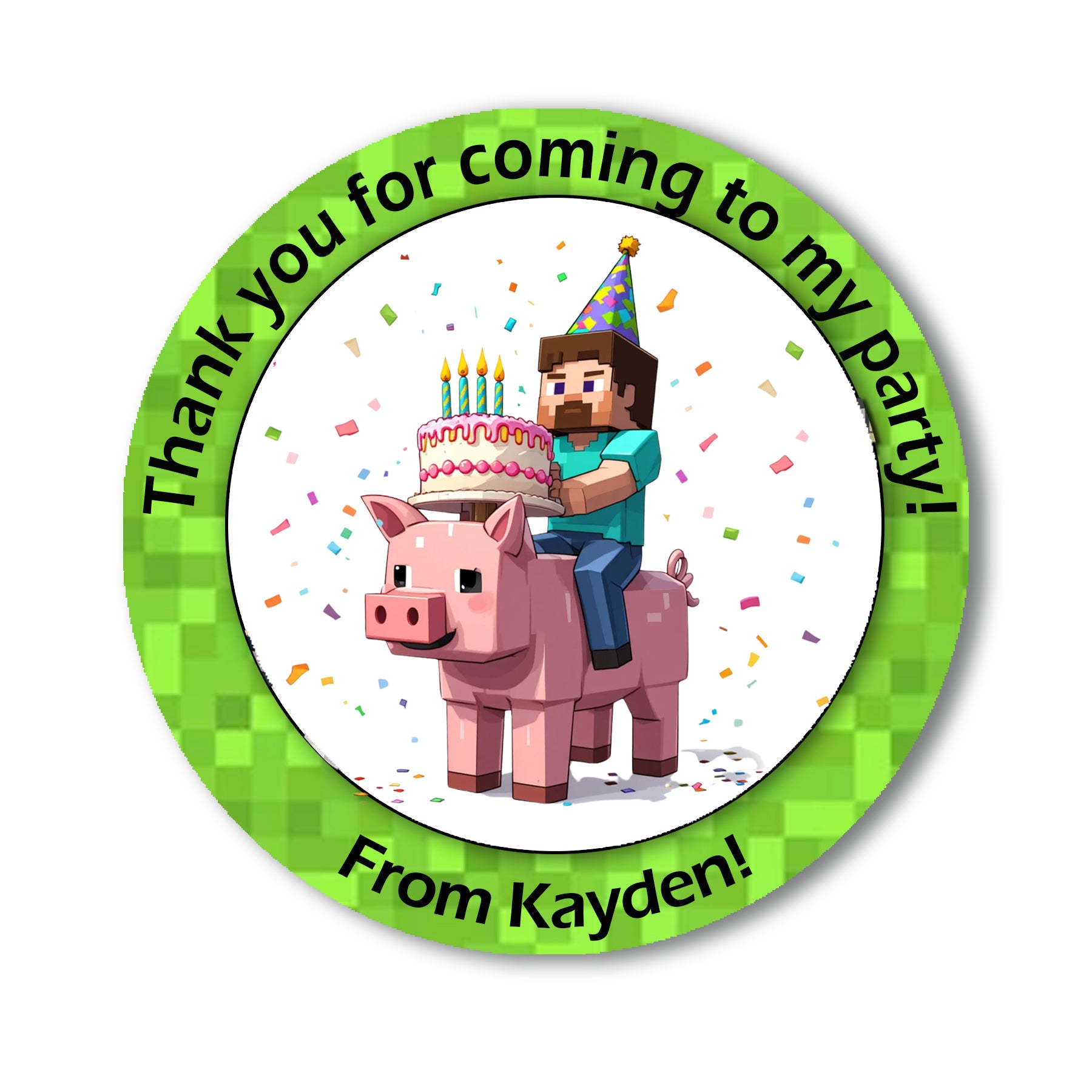 Personalised Gaming MINECRAFT Birthday Stickers For Party Thank You Sweet Cone Bags Labels Various Designs