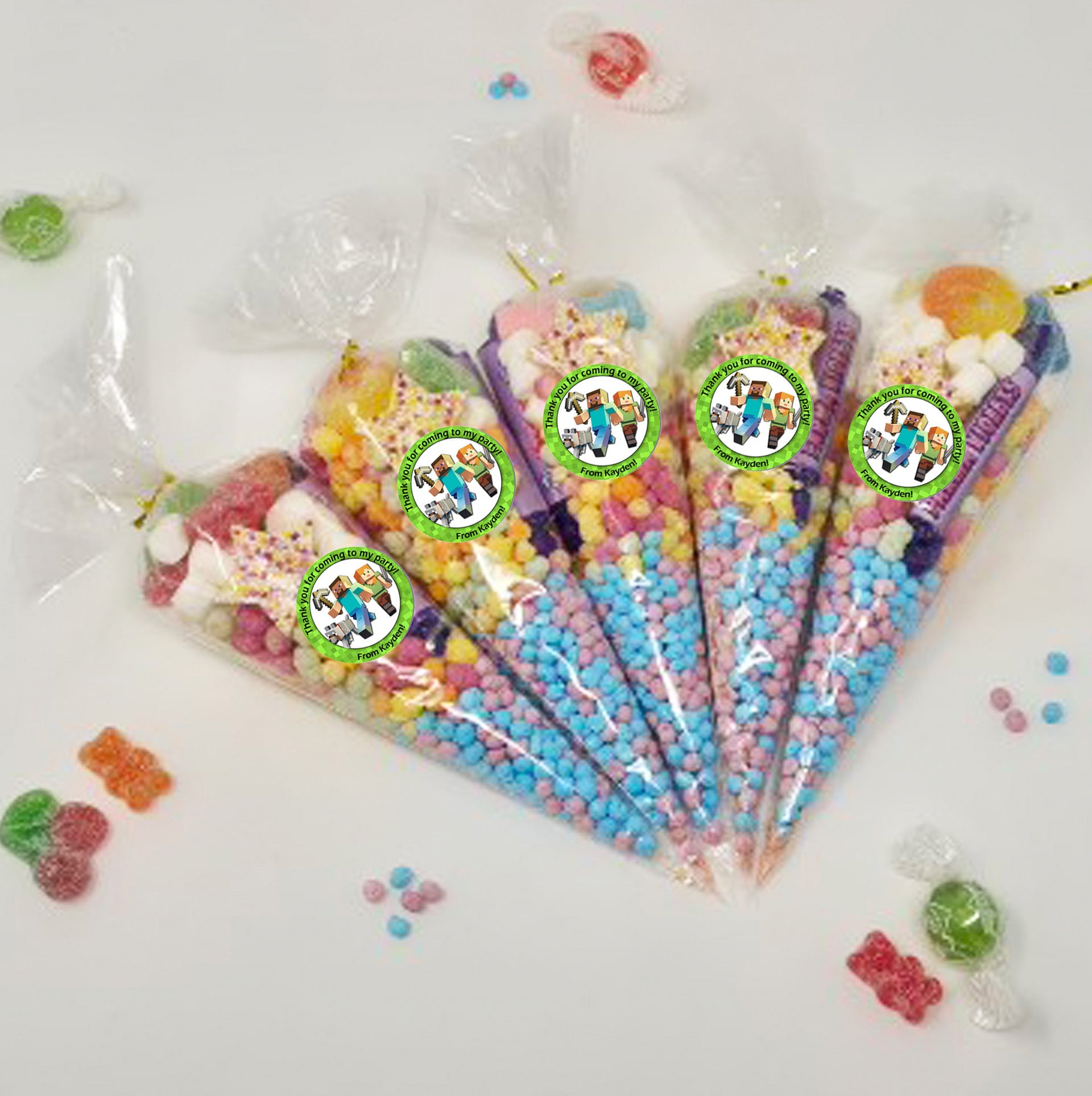 Personalised Gaming MINING inspired Sweet Cones| Pick and Mix Sweet Pouches | Thank you favours party bags
