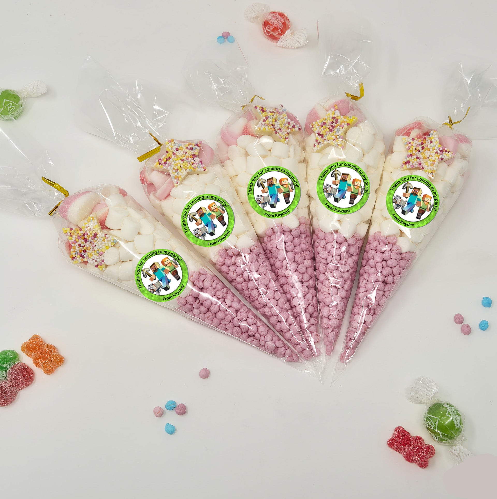 Personalised Gaming MINING inspired Sweet Cones| Pick and Mix Sweet Pouches | Thank you favours party bags