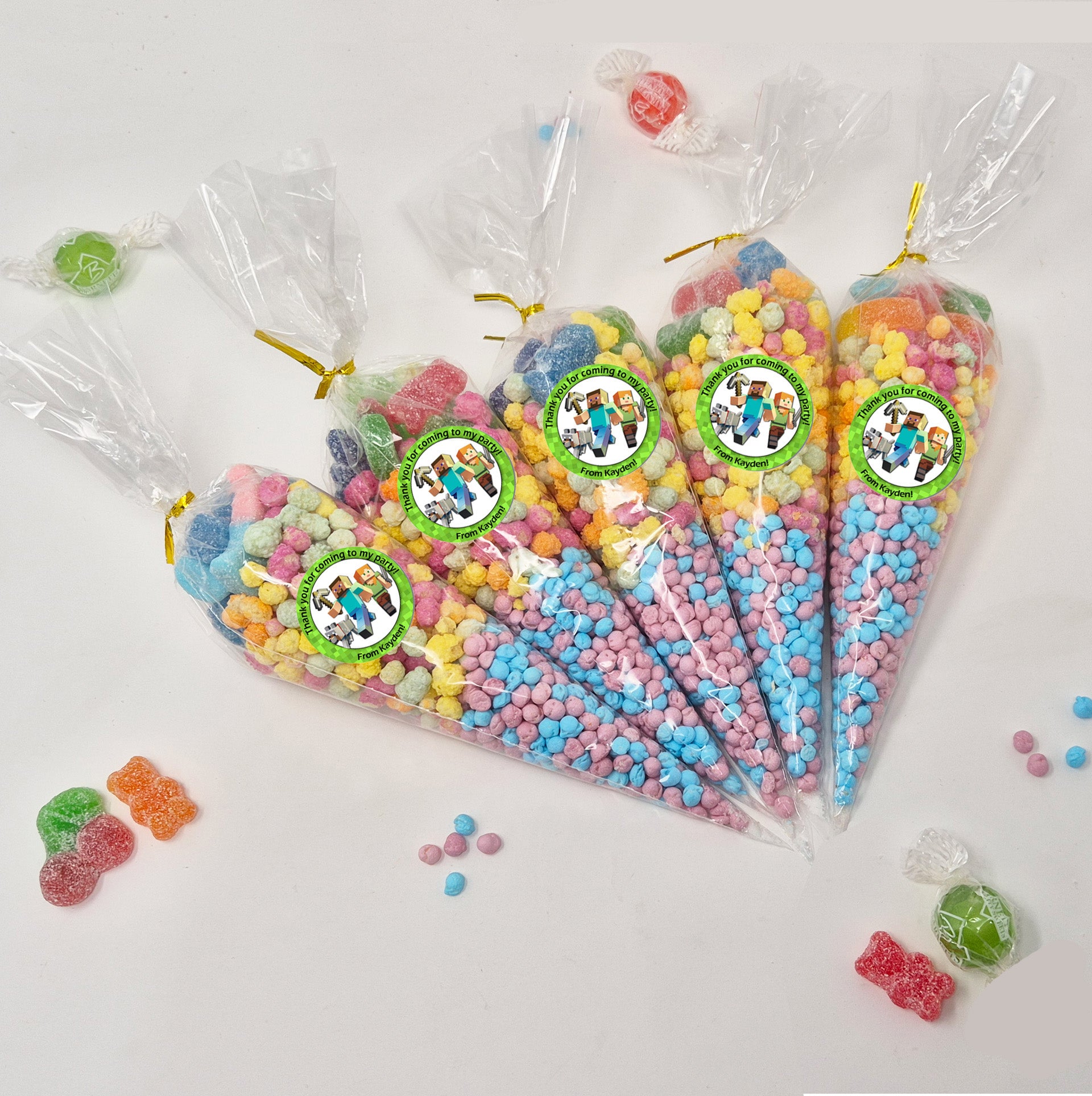 Personalised Gaming MINING inspired Sweet Cones| Pick and Mix Sweet Pouches | Thank you favours party bags