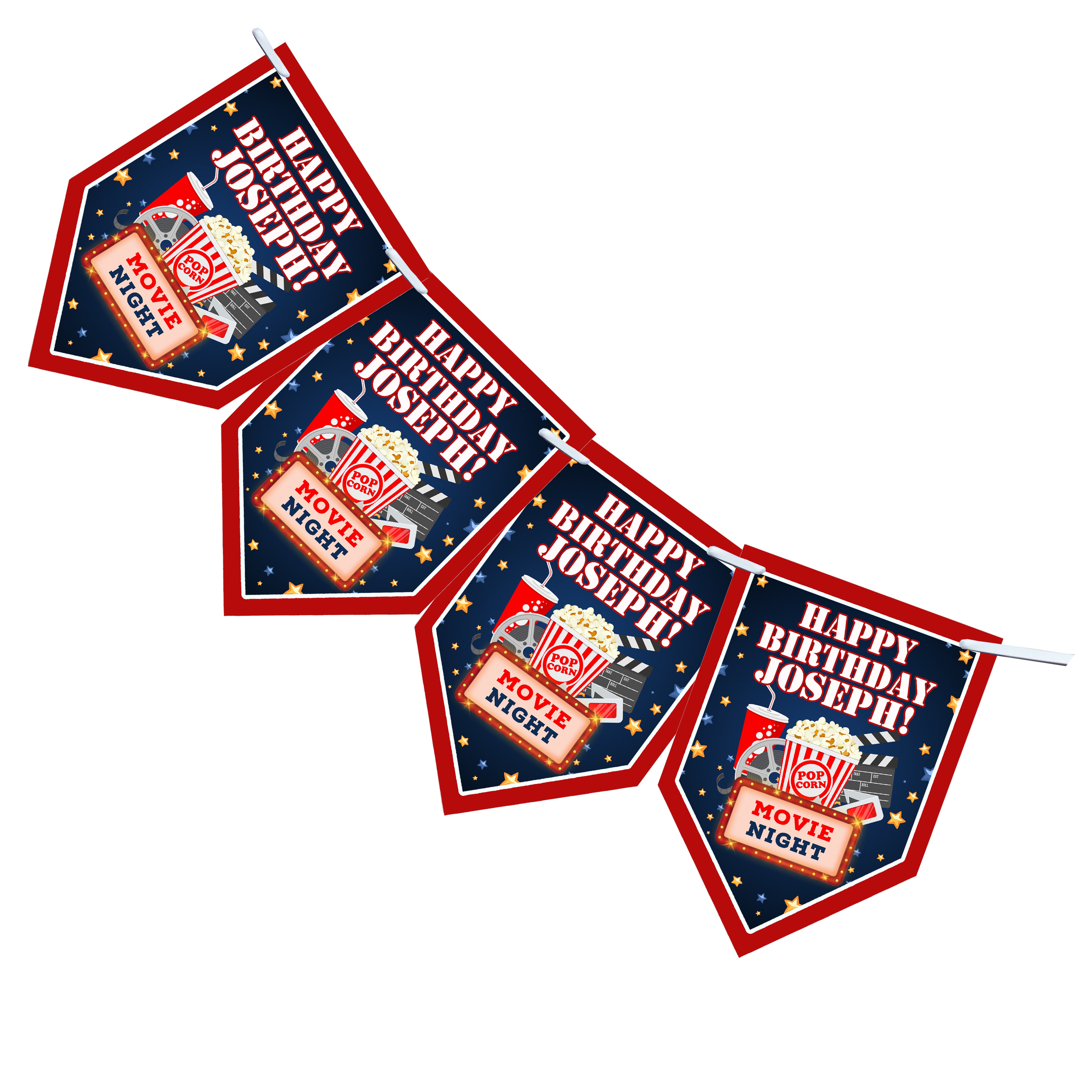 Personalised Movie Sleepover Party Stickers – Thank You Labels for Sweet Cones & Favour Bags