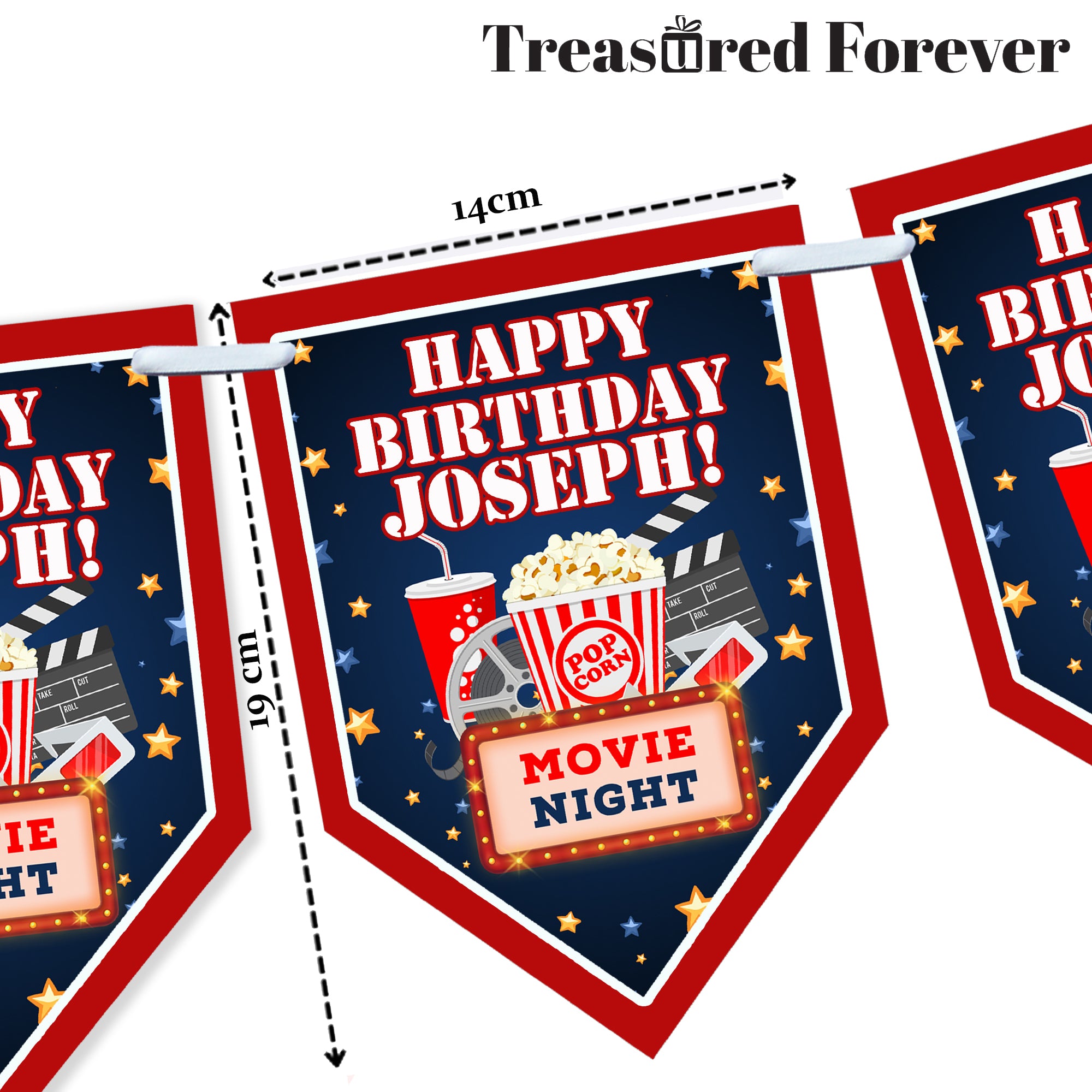 Personalised Movie Sleepover Party Stickers – Thank You Labels for Sweet Cones & Favour Bags