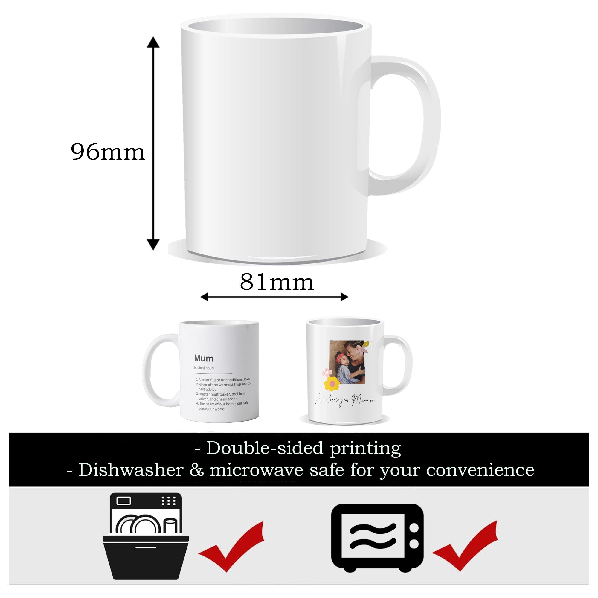 Personalised Photo Mug Mum Mothers day, Custom Photo Ceramic Mug Gift, Bespoke Mug, Personalised Photo Collage Mug, Gifts for Her