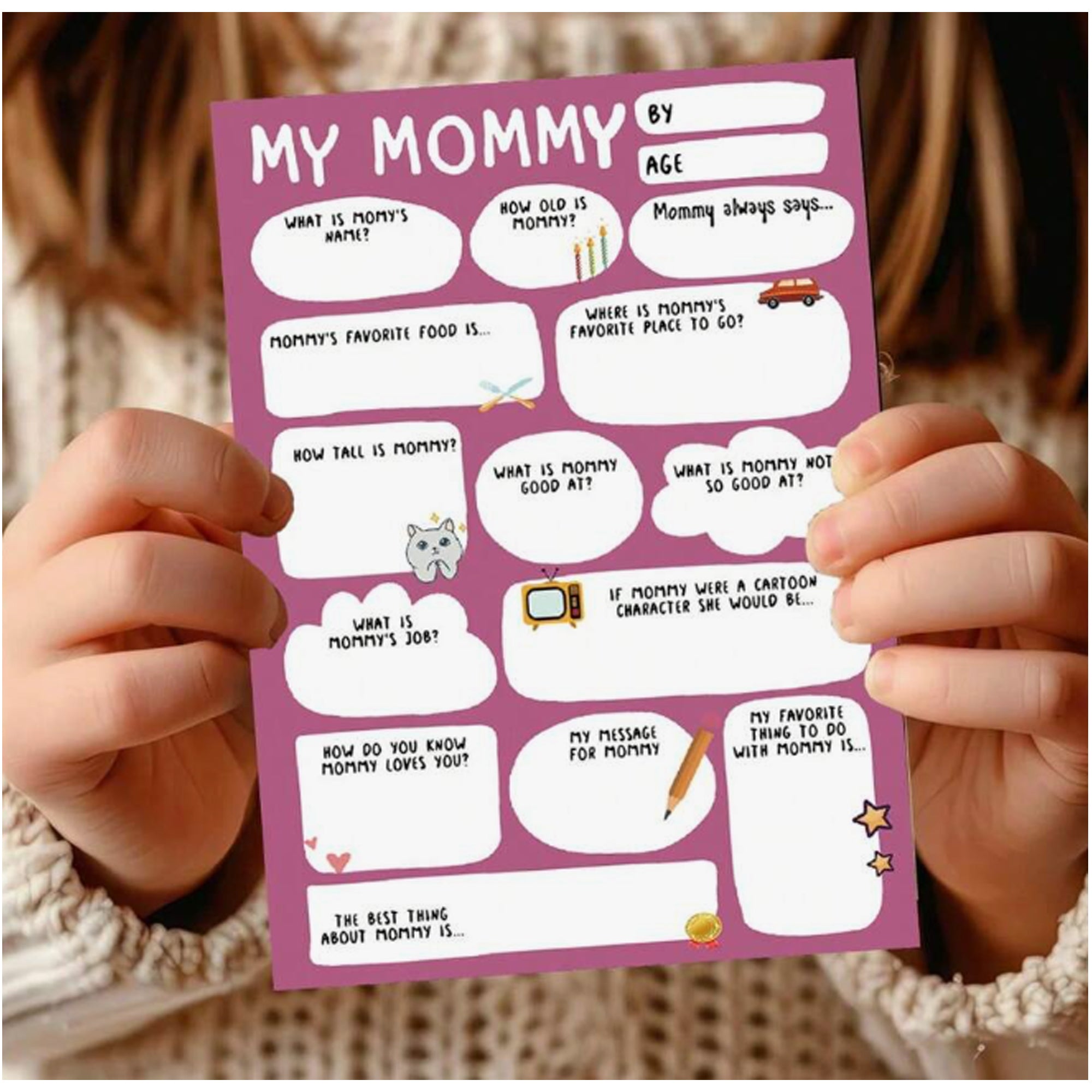 Personalised Mum Card – Funny Fill-in-the-Blanks Q&A Keepsake | Mother’s Day or Birthday DIY Card from Kids  Toddlers | Best Mum Ever Gift