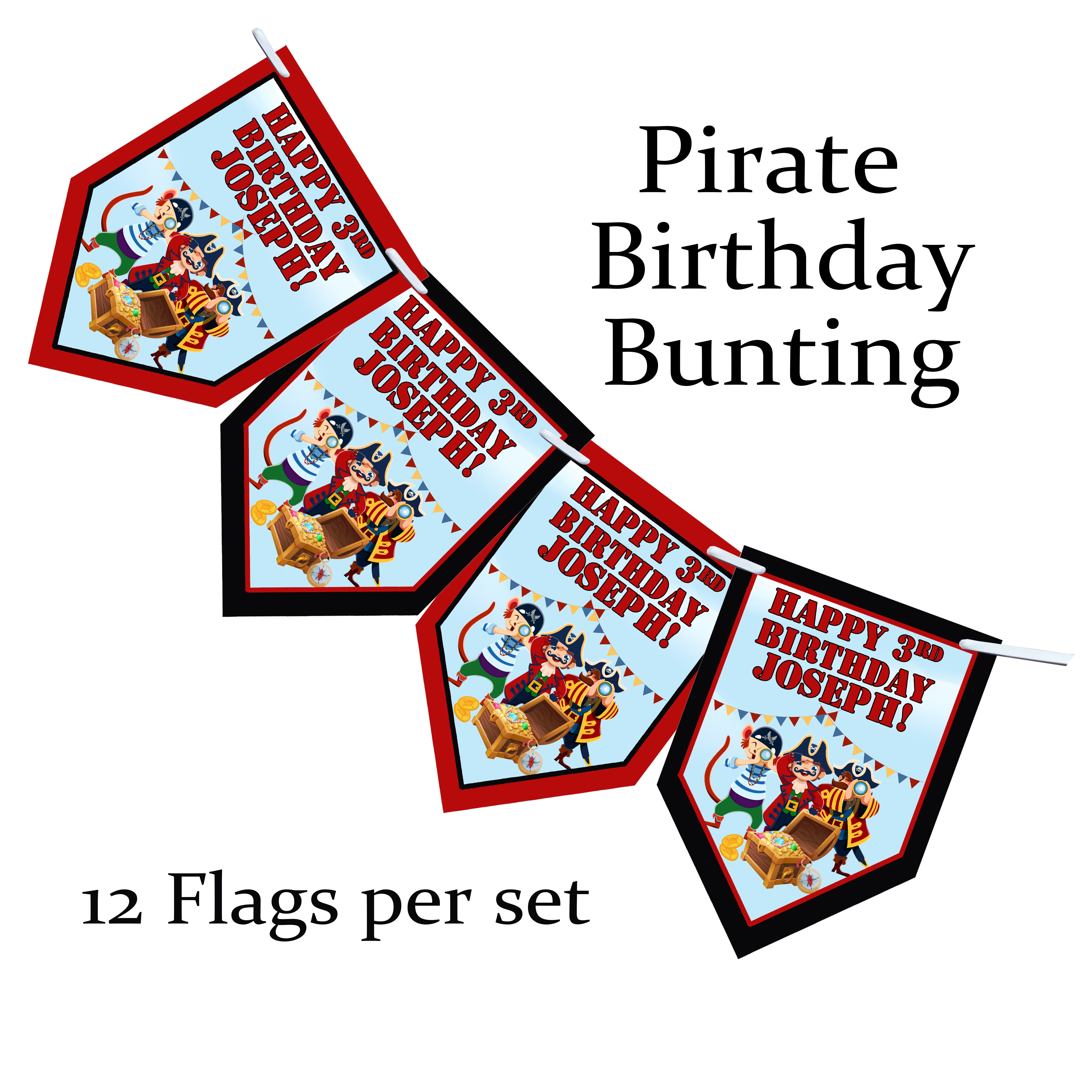 Personalised Pirate Adventure Party Stickers – Thank You Labels for Sweet Cones & Favour Bags