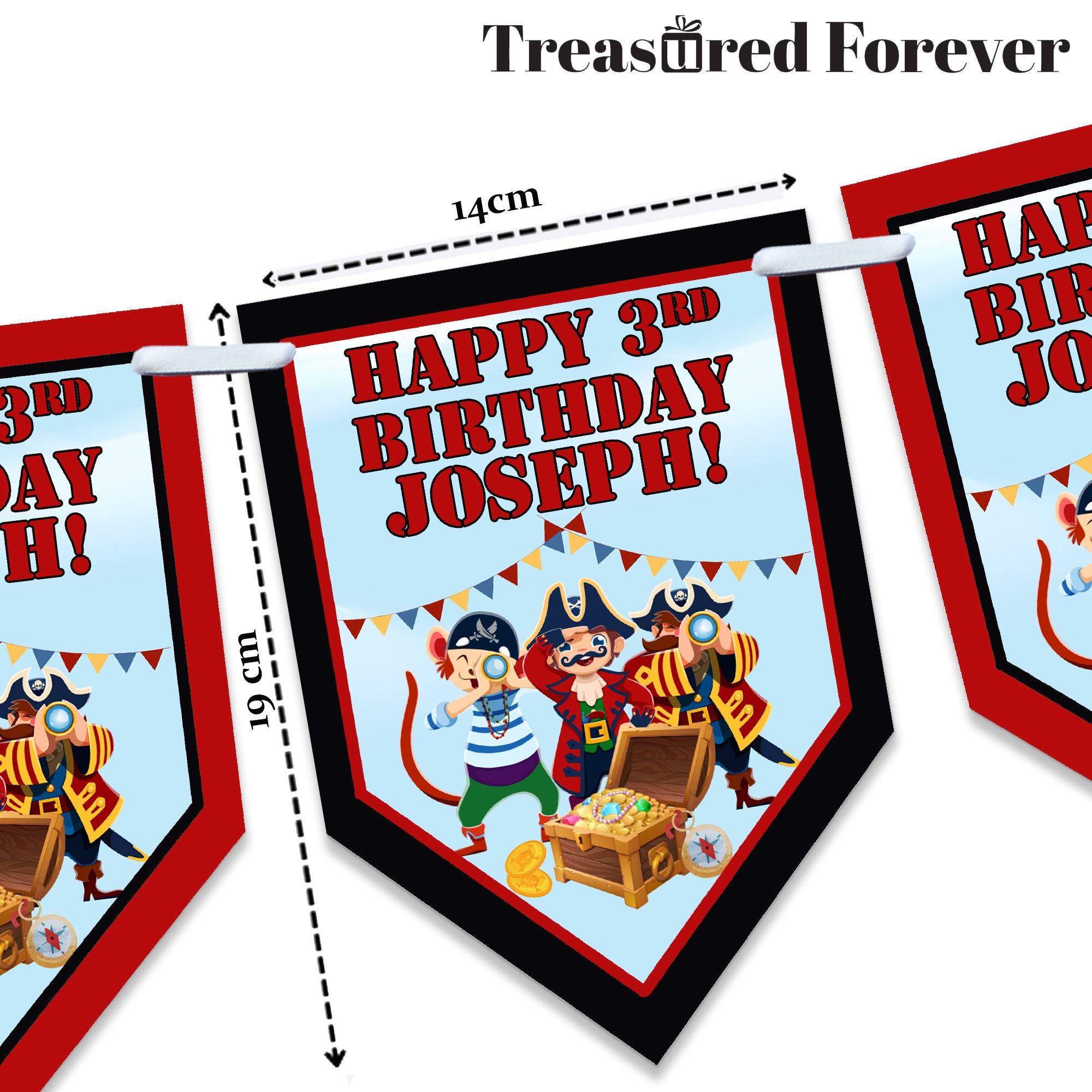 Personalised Pirate Adventure Party Stickers – Thank You Labels for Sweet Cones & Favour Bags