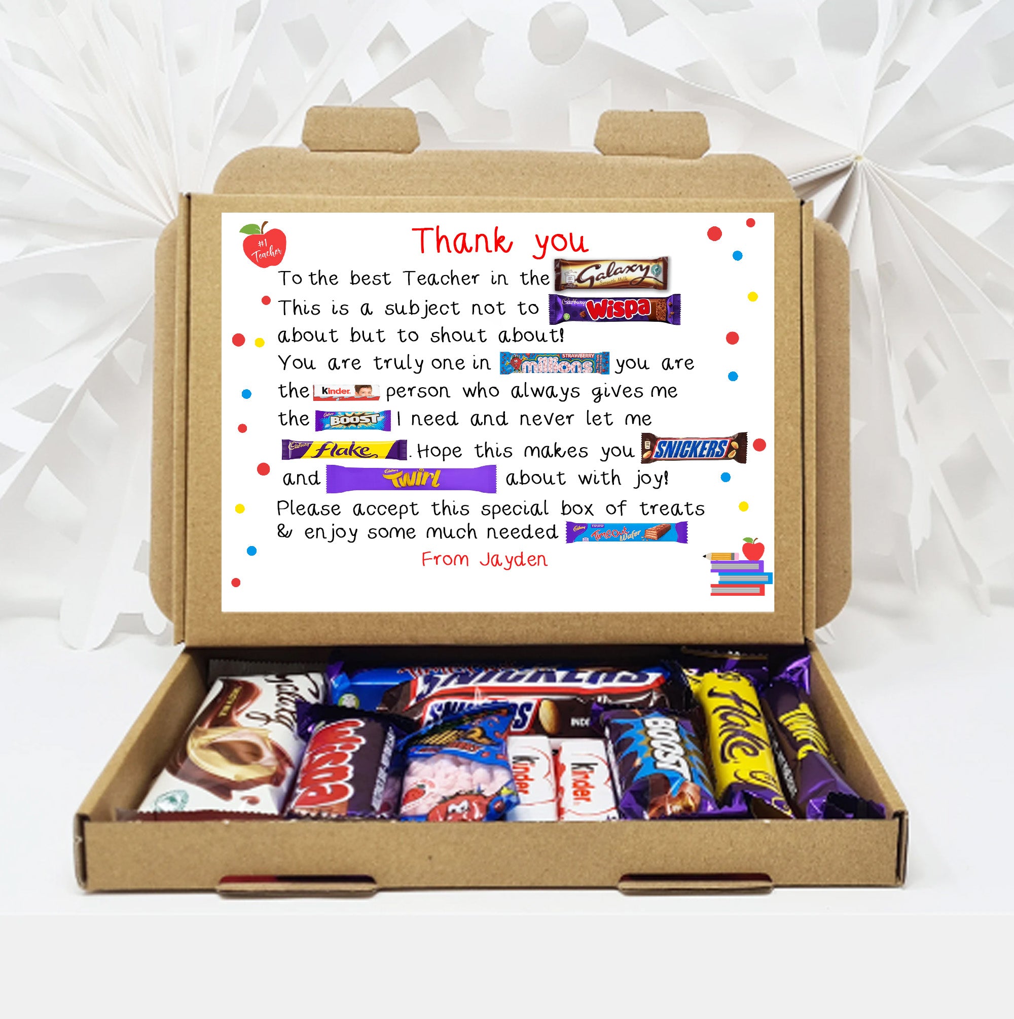 Personalised Thank you Teacher gift box, Letterbox gift Afternoon tea, hamper gift, thank you gift