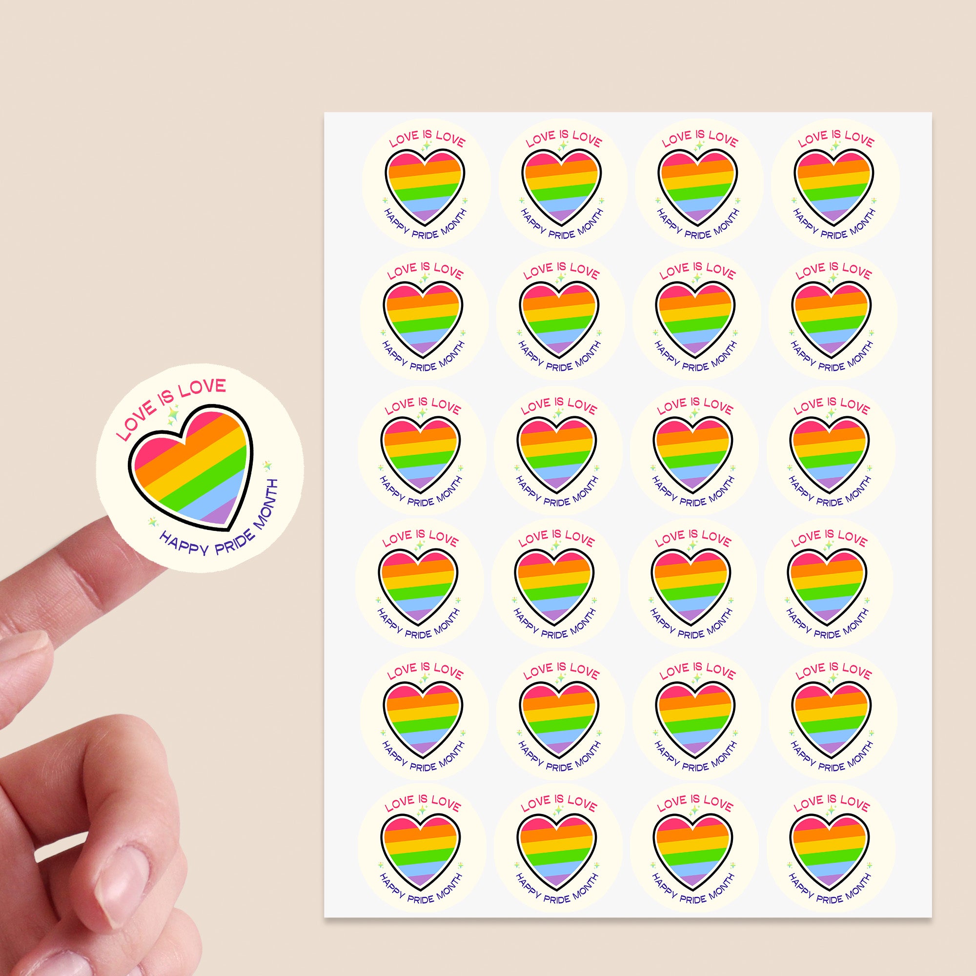 Rainbow Pride Stickers | LGBT Love Is Love Party Decorations | Various Designs