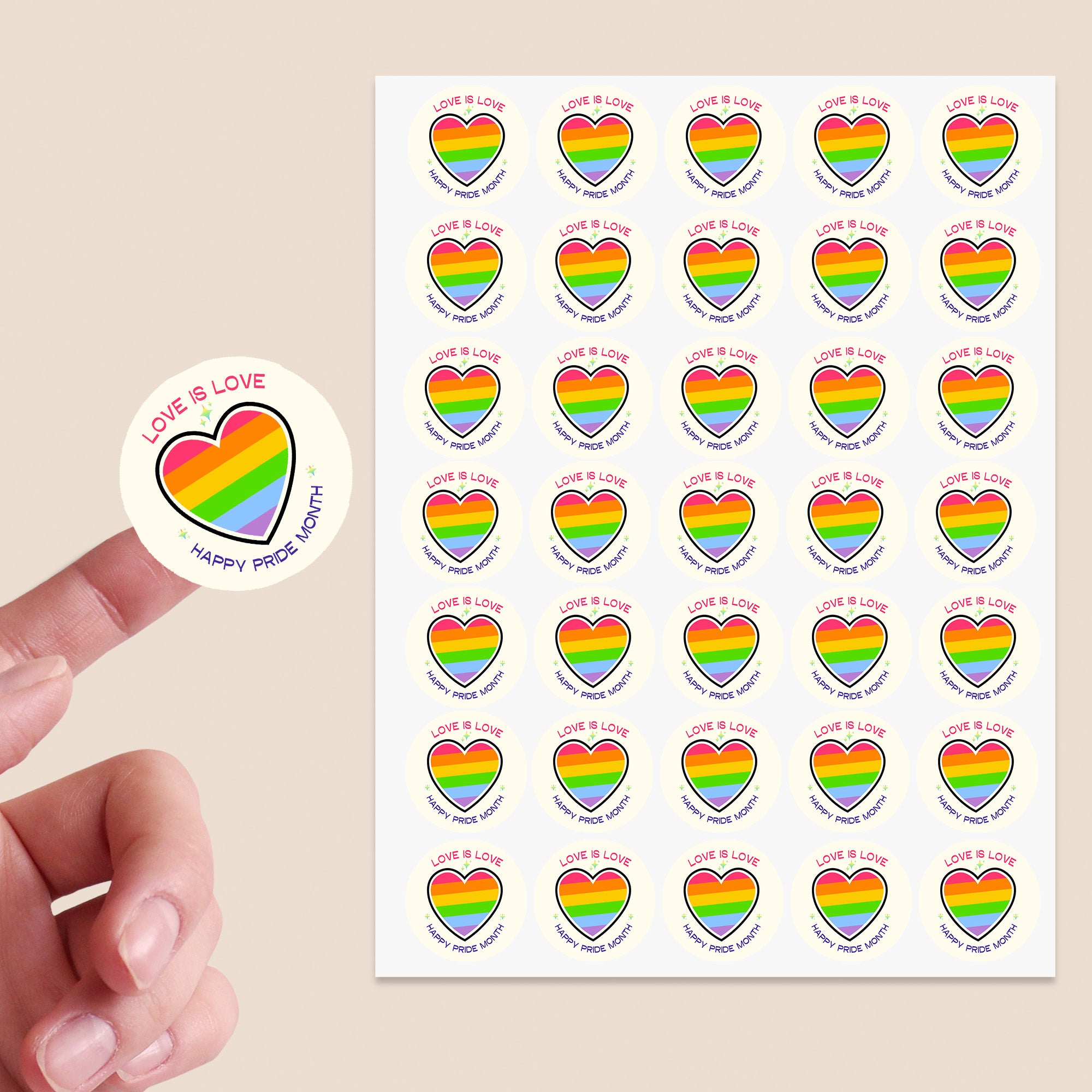 Rainbow Pride Stickers | LGBT Love Is Love Party Decorations | Various Designs
