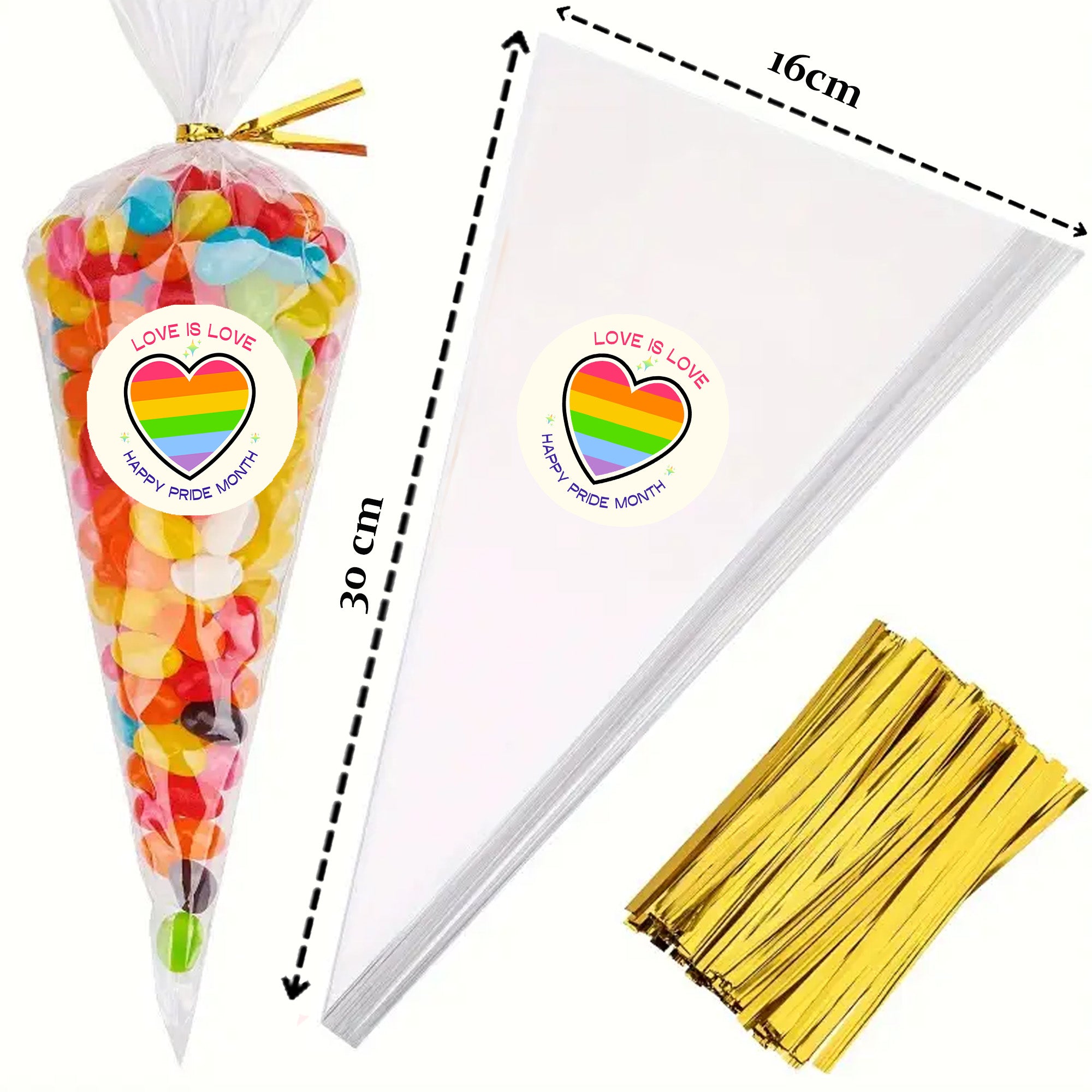 Rainbow Pride Stickers | LGBT Love Is Love Party Decorations | Various Designs