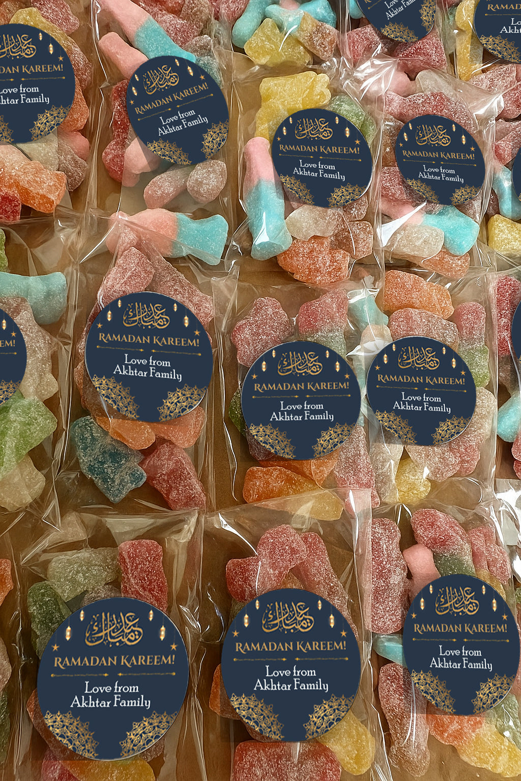 Personalised Eid Mubarak Sweet bags Stickers Ramadan Mubarak Sweets | Halal Sweet Cones | Eid Sweets Party Favours | Gifts for Ramadan