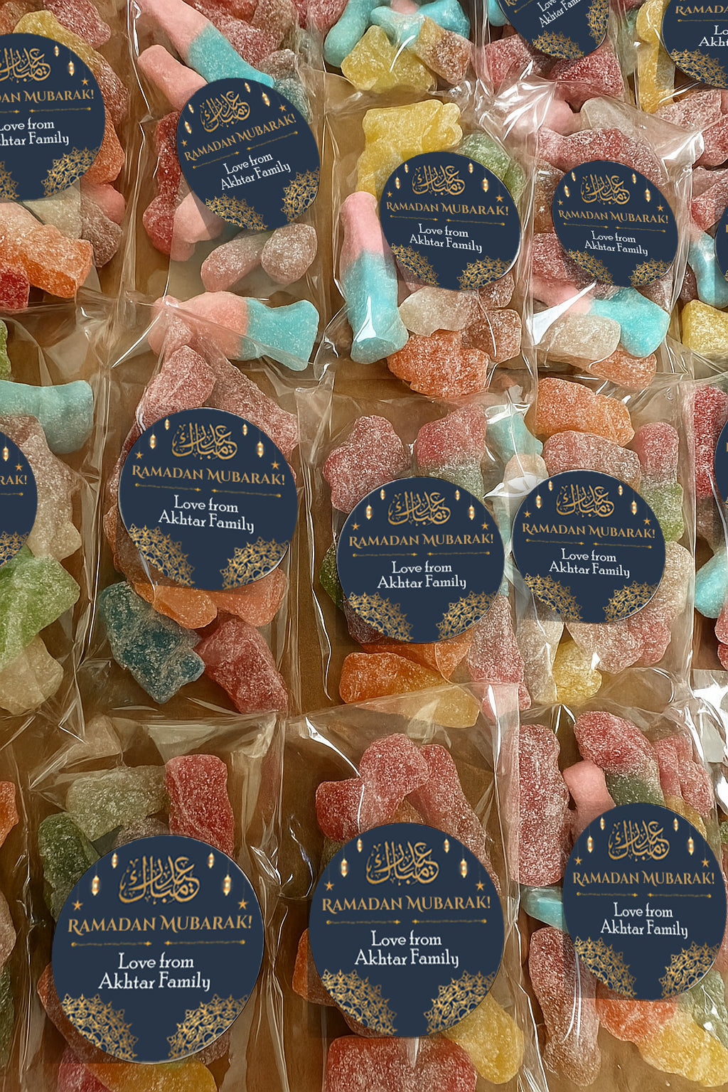 Personalised Eid Mubarak Sweet bags Stickers Ramadan Mubarak Sweets | Halal Sweet Cones | Eid Sweets Party Favours | Gifts for Ramadan