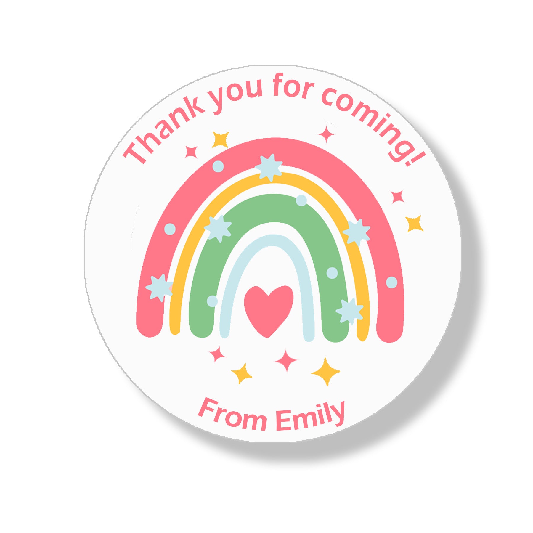 Personalised Rainbow Birthday Stickers For Party Thank You Sweet Cone Bags Favour