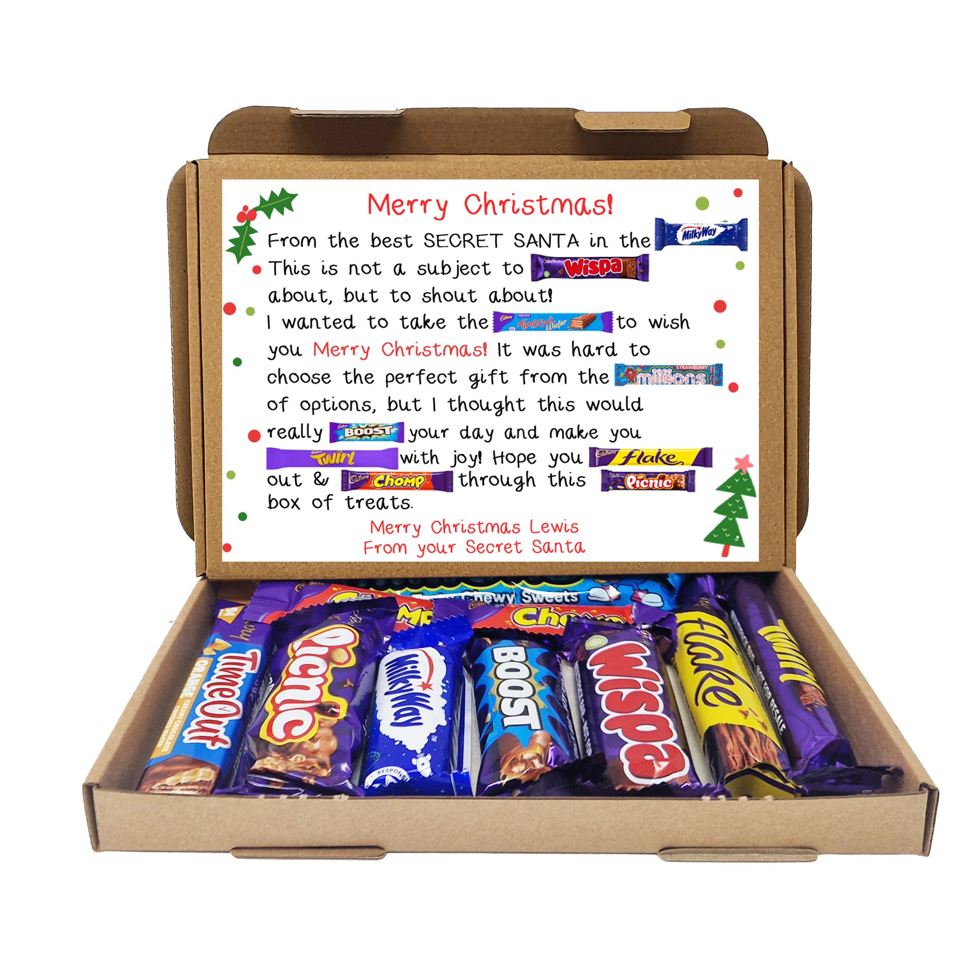 Unique Secret Santa Gift – Poem Box or Galaxy Chocolate & Lottery Scratchcard Holder Unique gift Chocolate poem gift