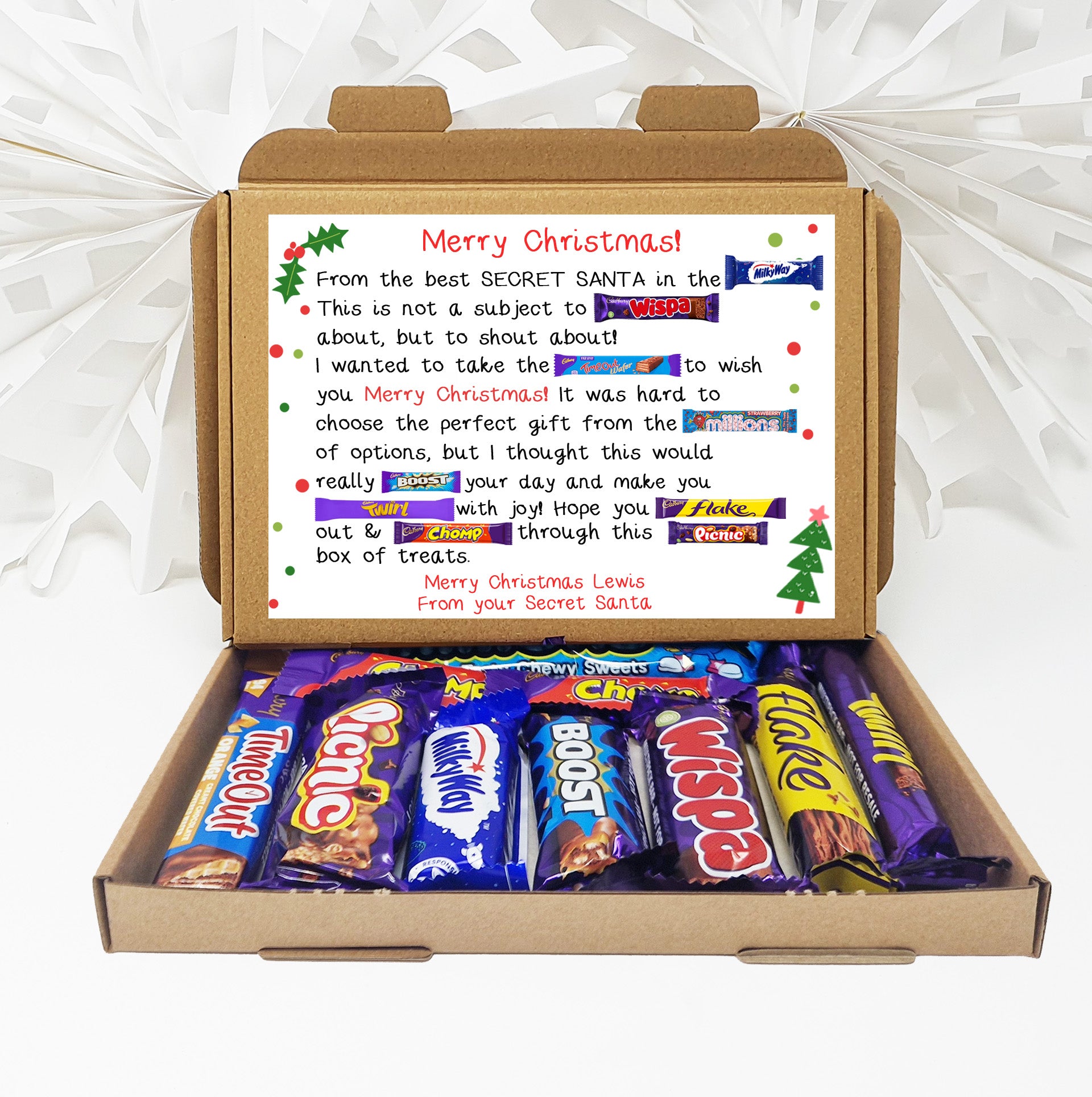 Unique Secret Santa Gift – Poem Box or Galaxy Chocolate & Lottery Scratchcard Holder Unique gift Chocolate poem gift