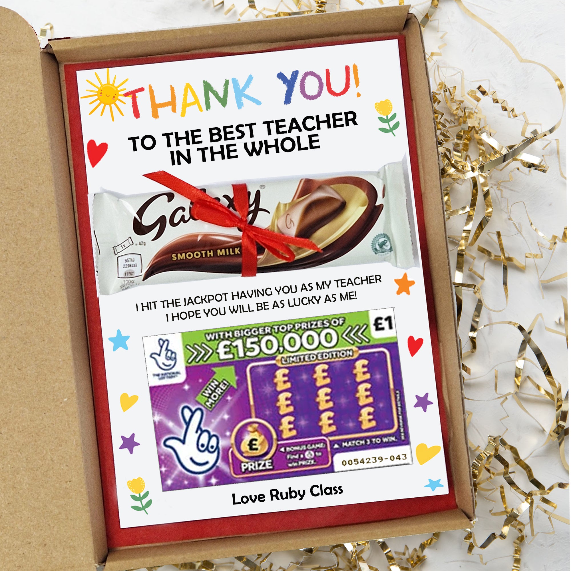Teacher Thank you Gift, Nursery Key Worker, Teaching Assistant | Personalised Chocolate Present
